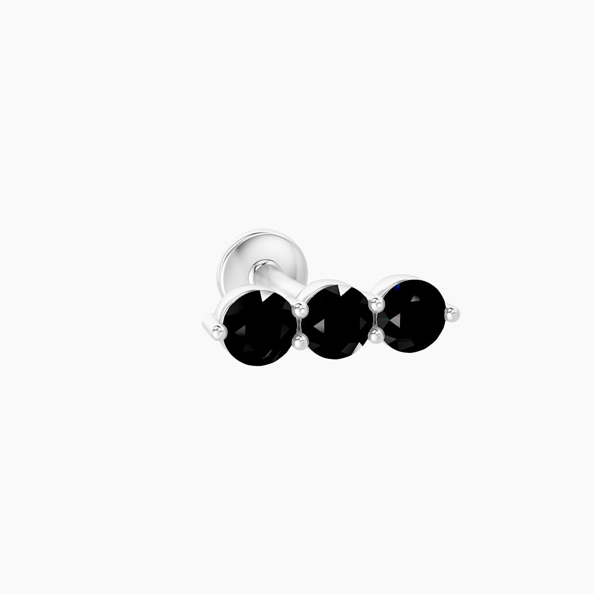 Ma'at | 18k White Gold 6.5 mm 8.5 mm Trilogy Black Diamond Piercing