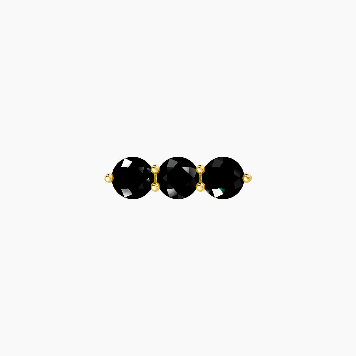 Ma'at | 18k Yellow Gold 6.5 mm 8.5 mm Trilogy Black Diamond Piercing