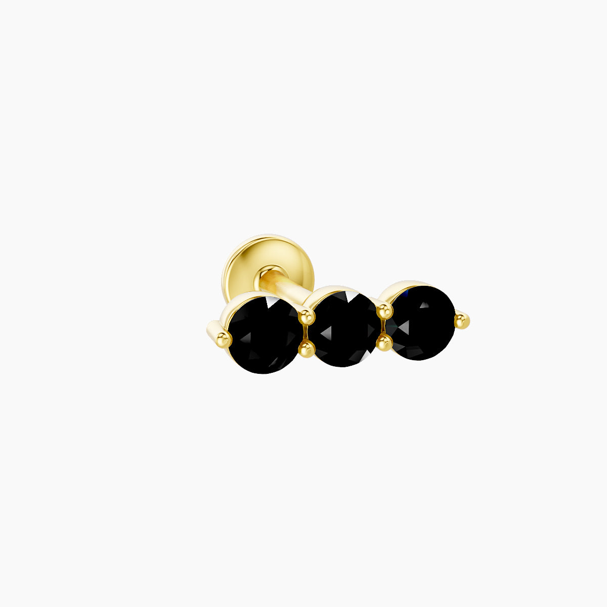 Ma'at | 18k Yellow Gold 6.5 mm 8.5 mm Trilogy Black Diamond Piercing