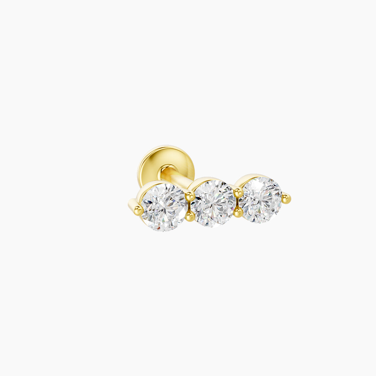 Ma'at | 18k Yellow Gold 8.5 mm 6.5 mm Trilogy Diamond Piercing