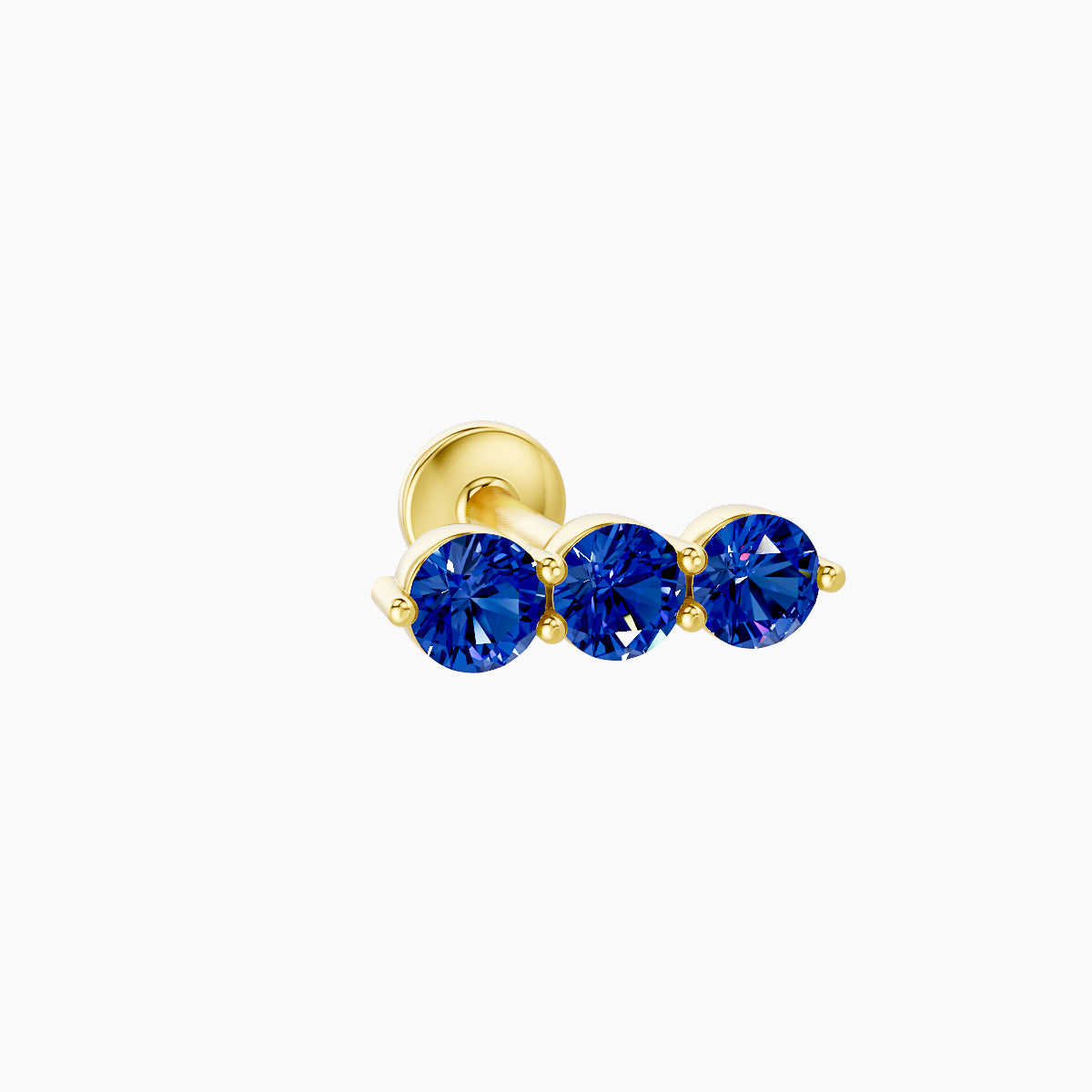 Ma'at | 18k Yellow Gold 6.5 mm 8.5 mm Trilogy Sapphire Piercing