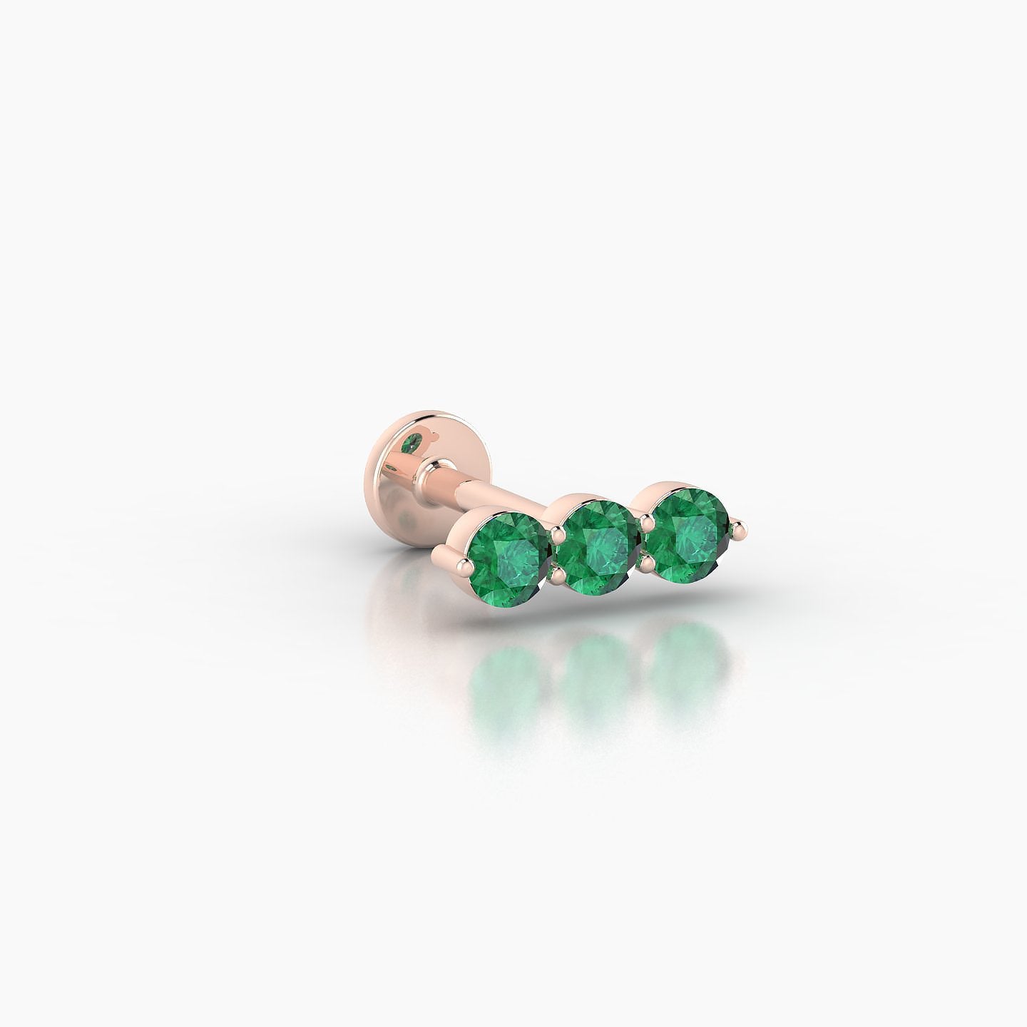 Ma'at | 18k Rose Gold 6.5 mm 8.5 mm Trilogy Emerald Piercing