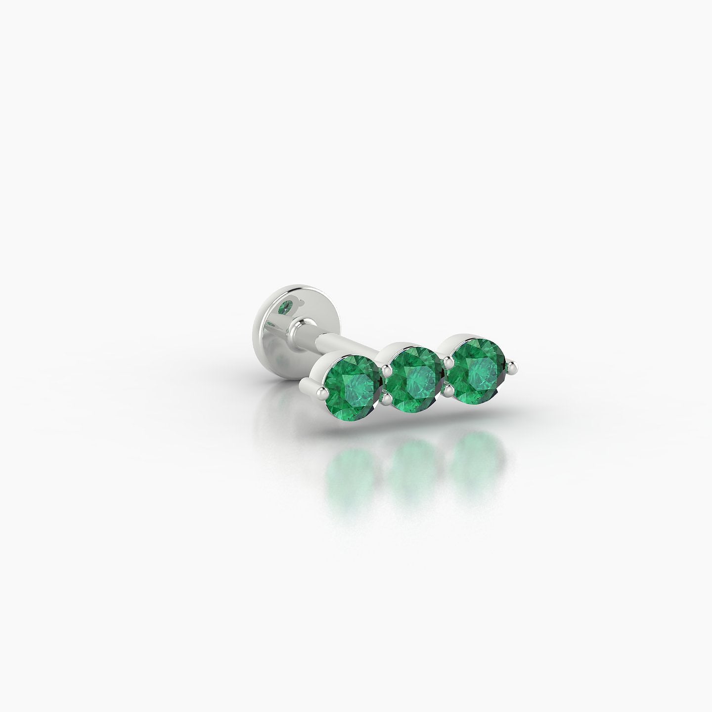 Ma'at | 18k White Gold 6.5 mm 8.5 mm Trilogy Emerald Piercing