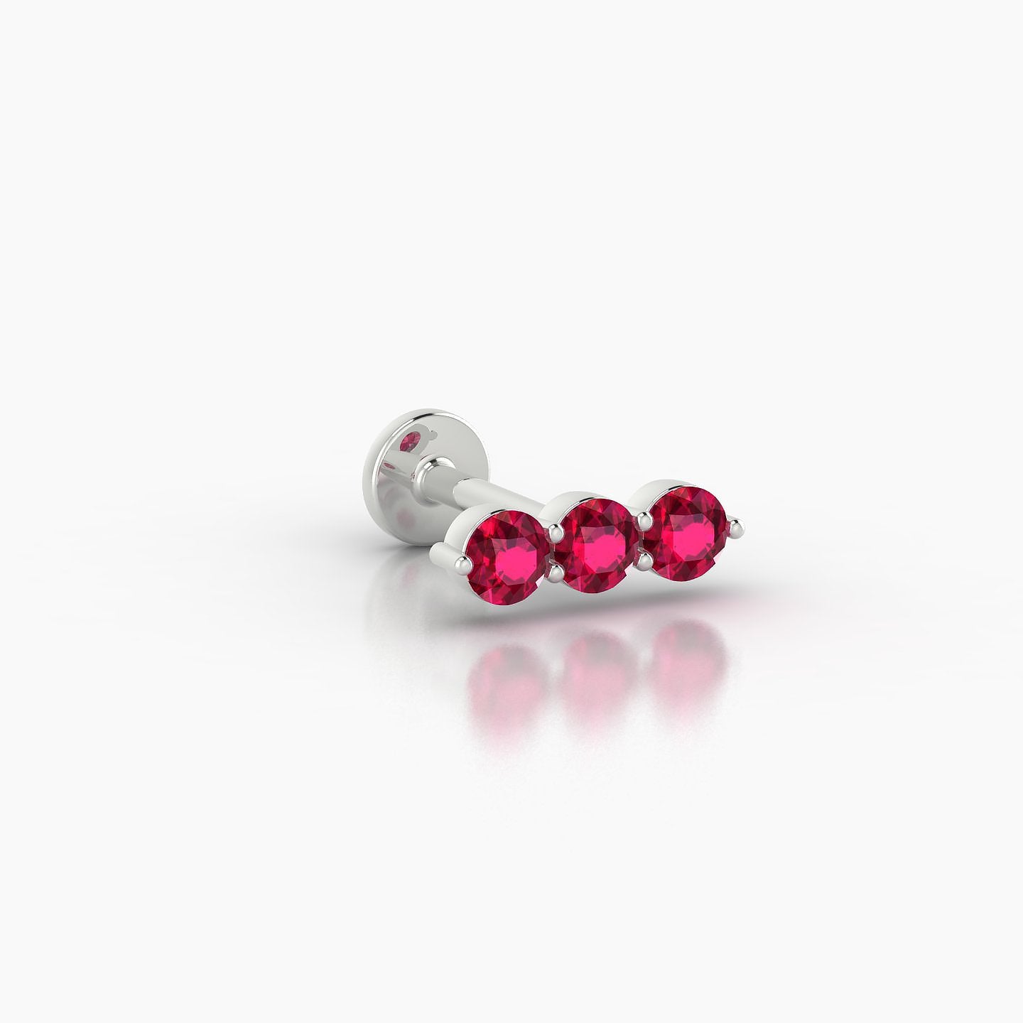 Ma'at | 18k White Gold 6.5 mm 8.5 mm Trilogy Ruby Piercing