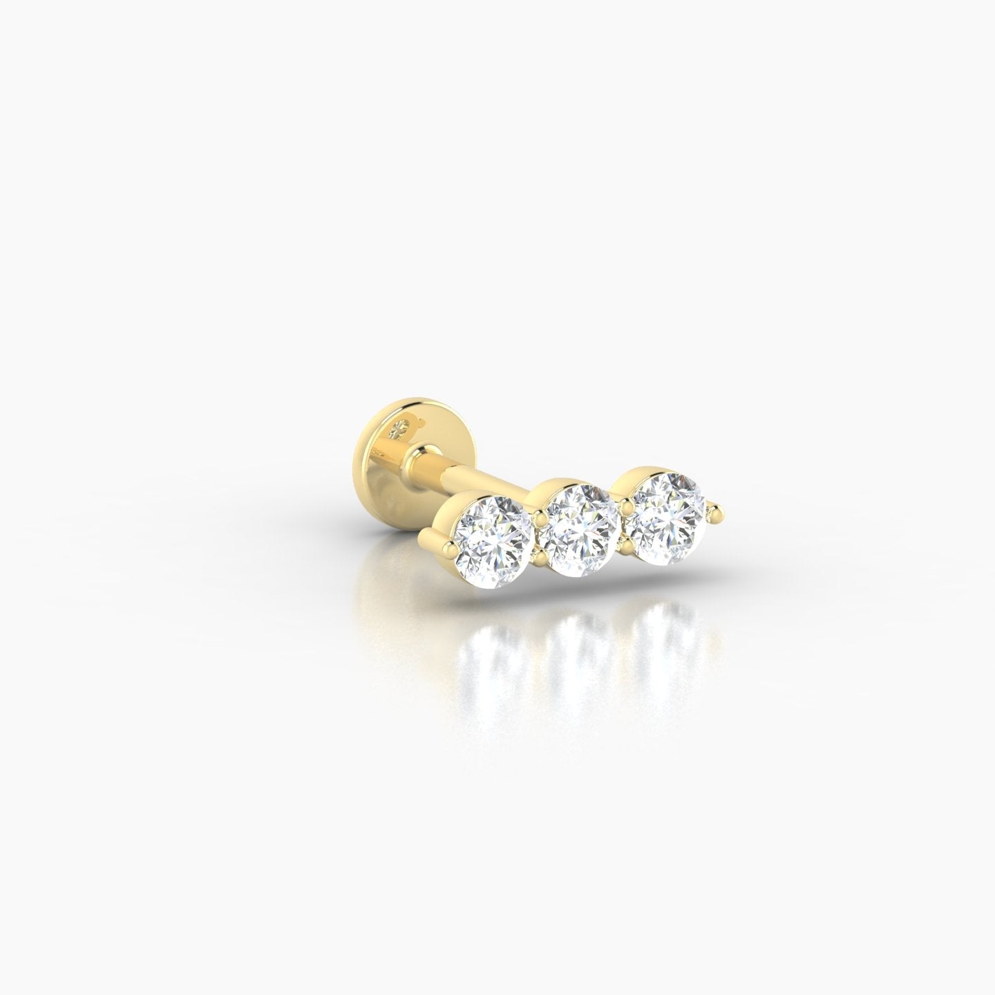 Ma'at | 18k Yellow Gold 8.5 mm 6.5 mm Trilogy Diamond Piercing