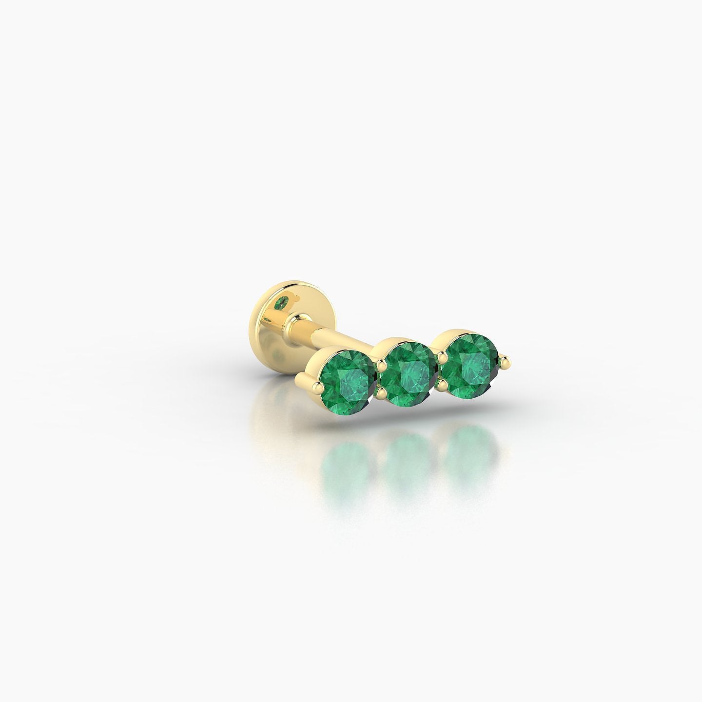 Ma'at | 18k Yellow Gold 6.5 mm 8.5 mm Trilogy Emerald Piercing