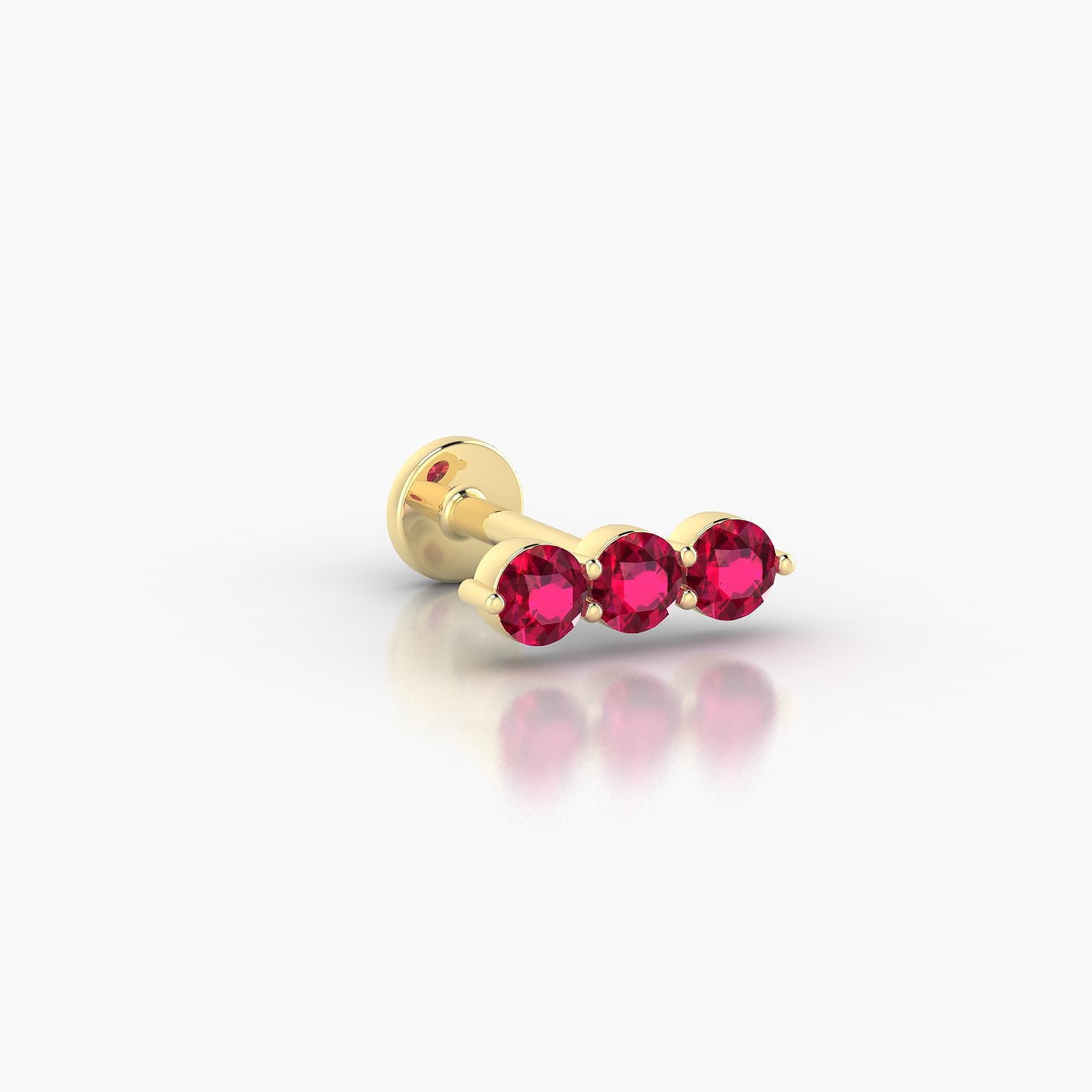 Ma'at | 18k Yellow Gold 6.5 mm 8.5 mm Trilogy Ruby Piercing