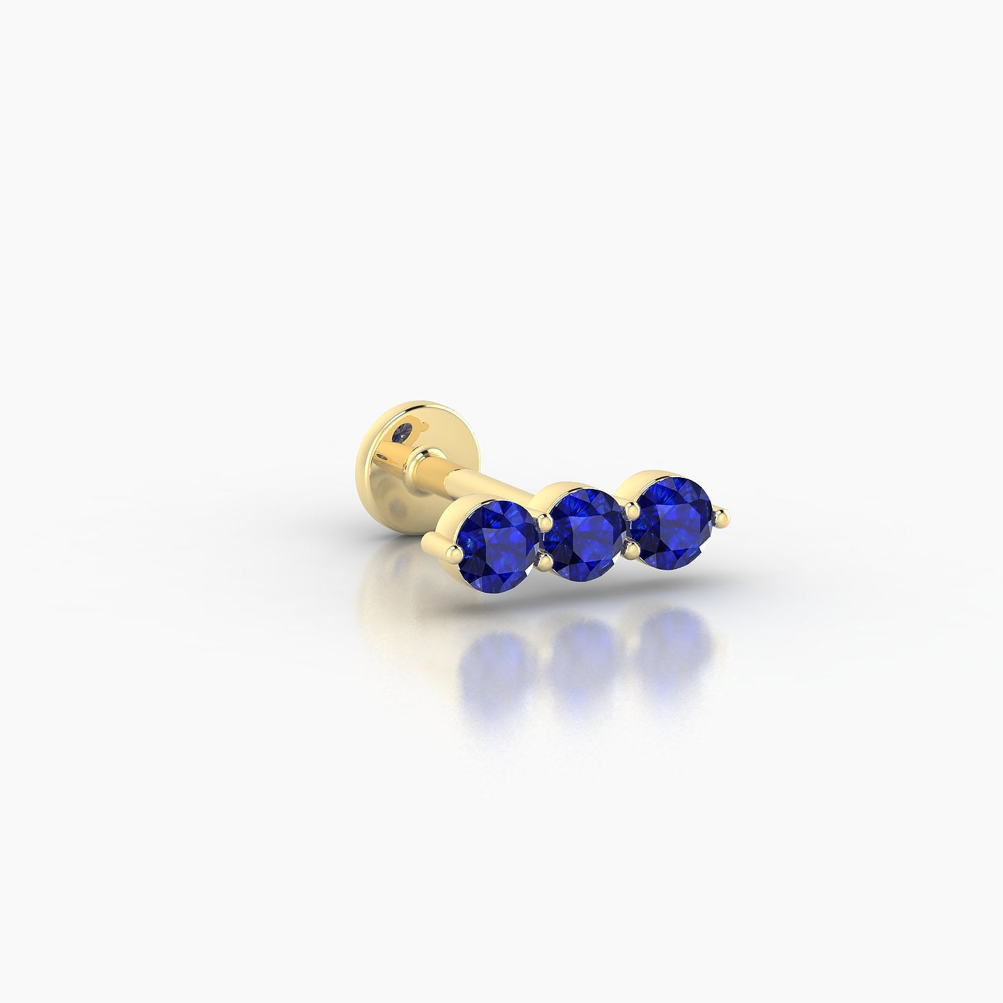 Ma'at | 18k Yellow Gold 6.5 mm 8.5 mm Trilogy Sapphire Piercing