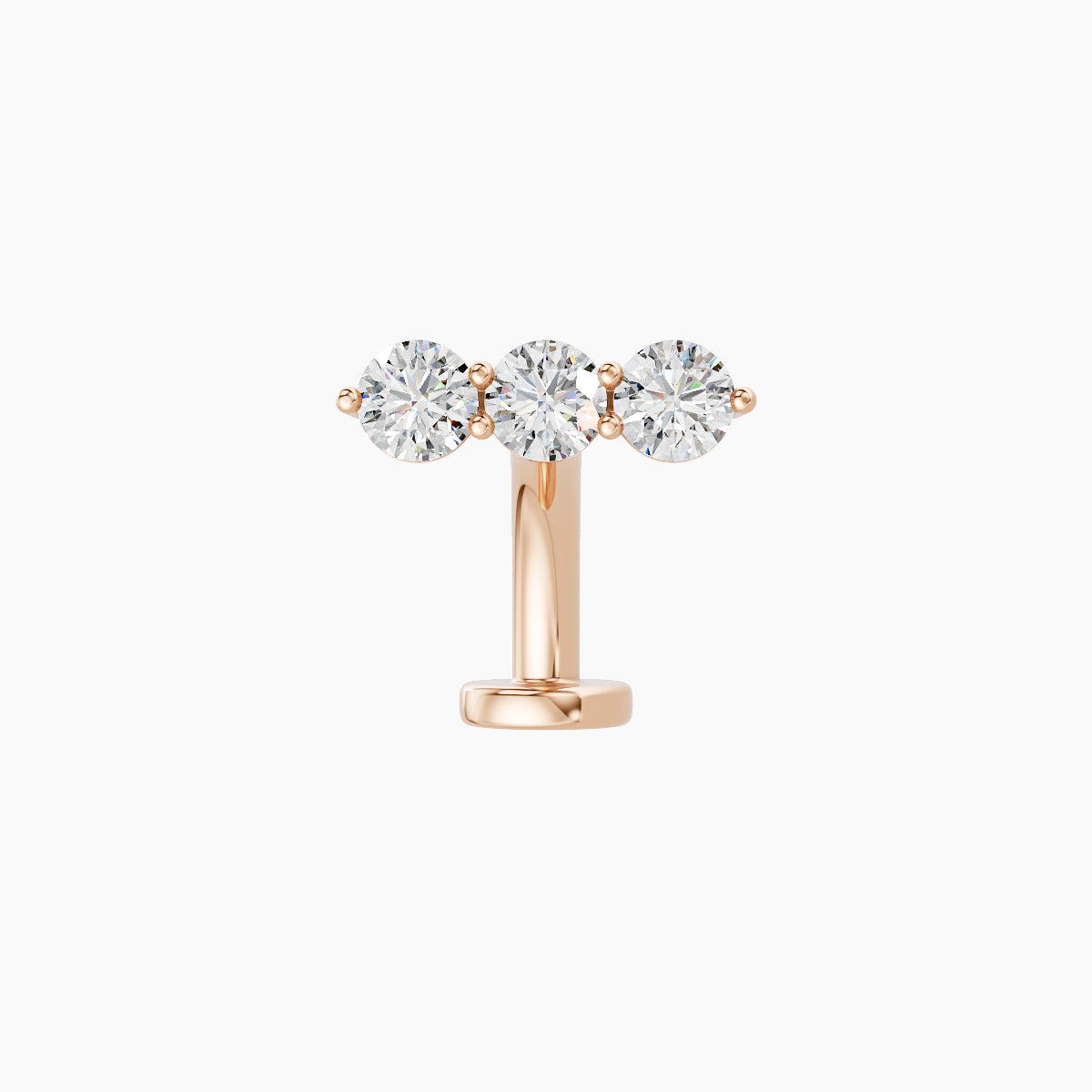 Ma'at | 18k Rose Gold 8.5 mm 8 mm Trilogy Diamond Floating Navel Piercing