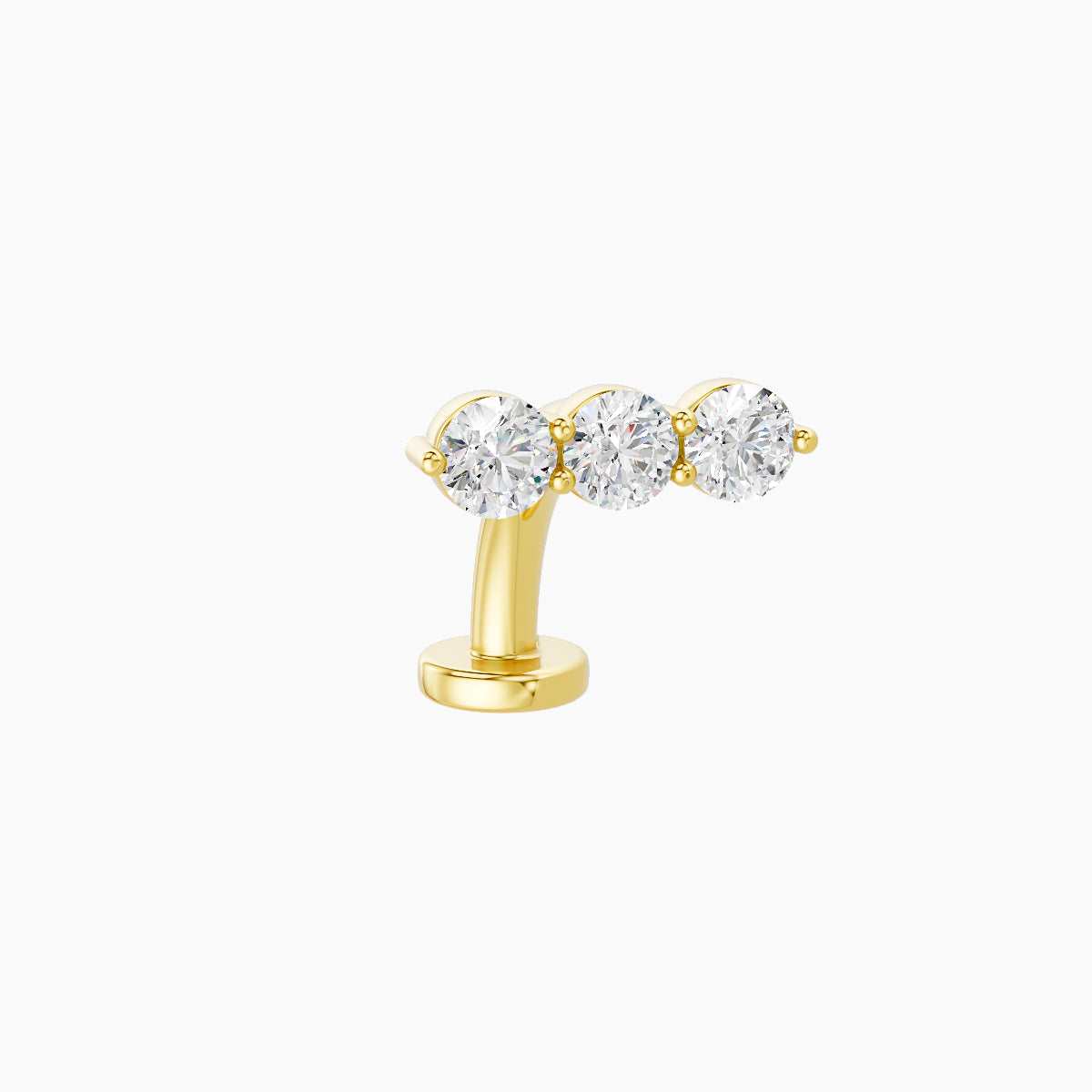 Ma'at | 18k Yellow Gold 8.5 mm 8 mm Trilogy Diamond Floating Navel Piercing
