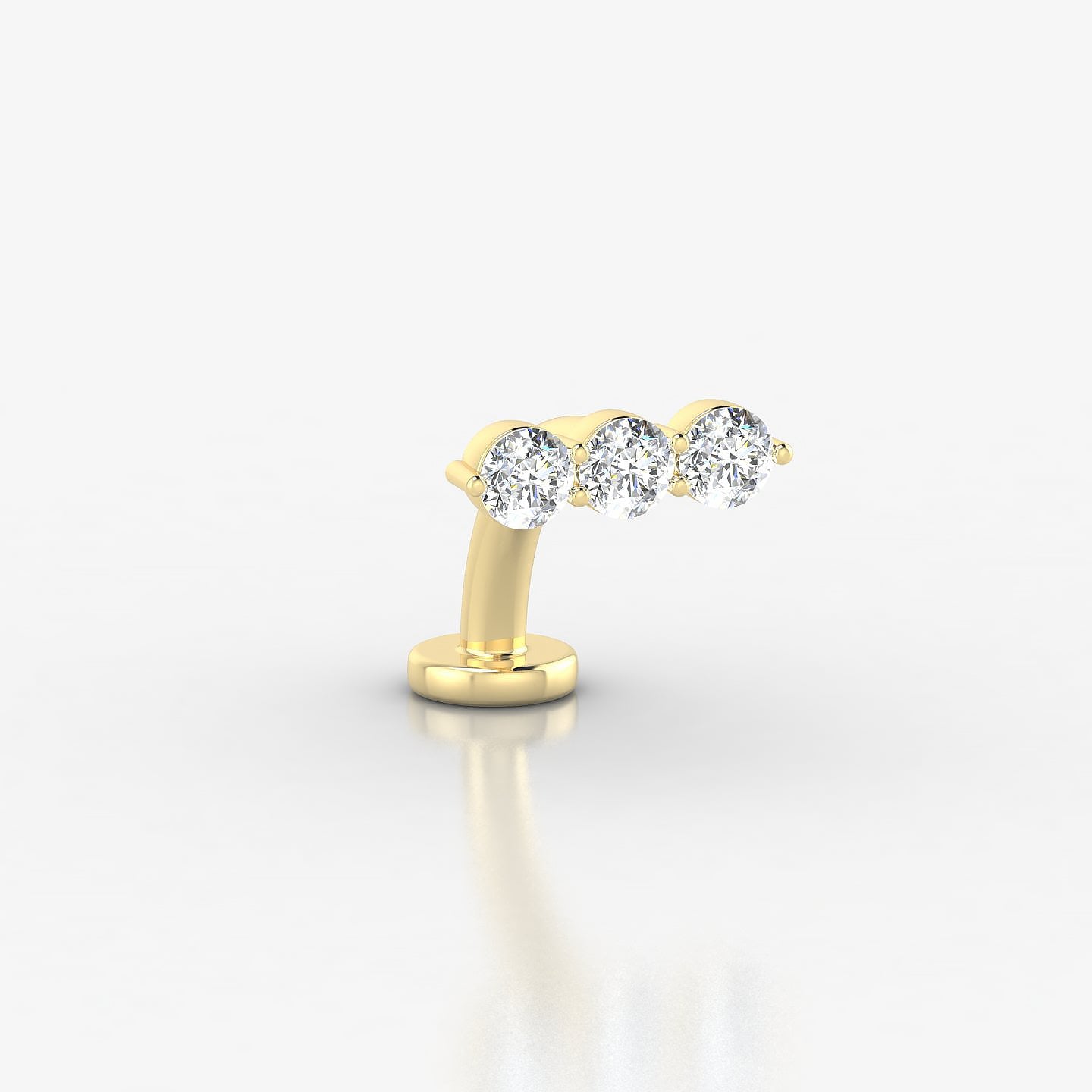 Ma'at | 18k Yellow Gold 8.5 mm 8 mm Trilogy Diamond Floating Navel Piercing