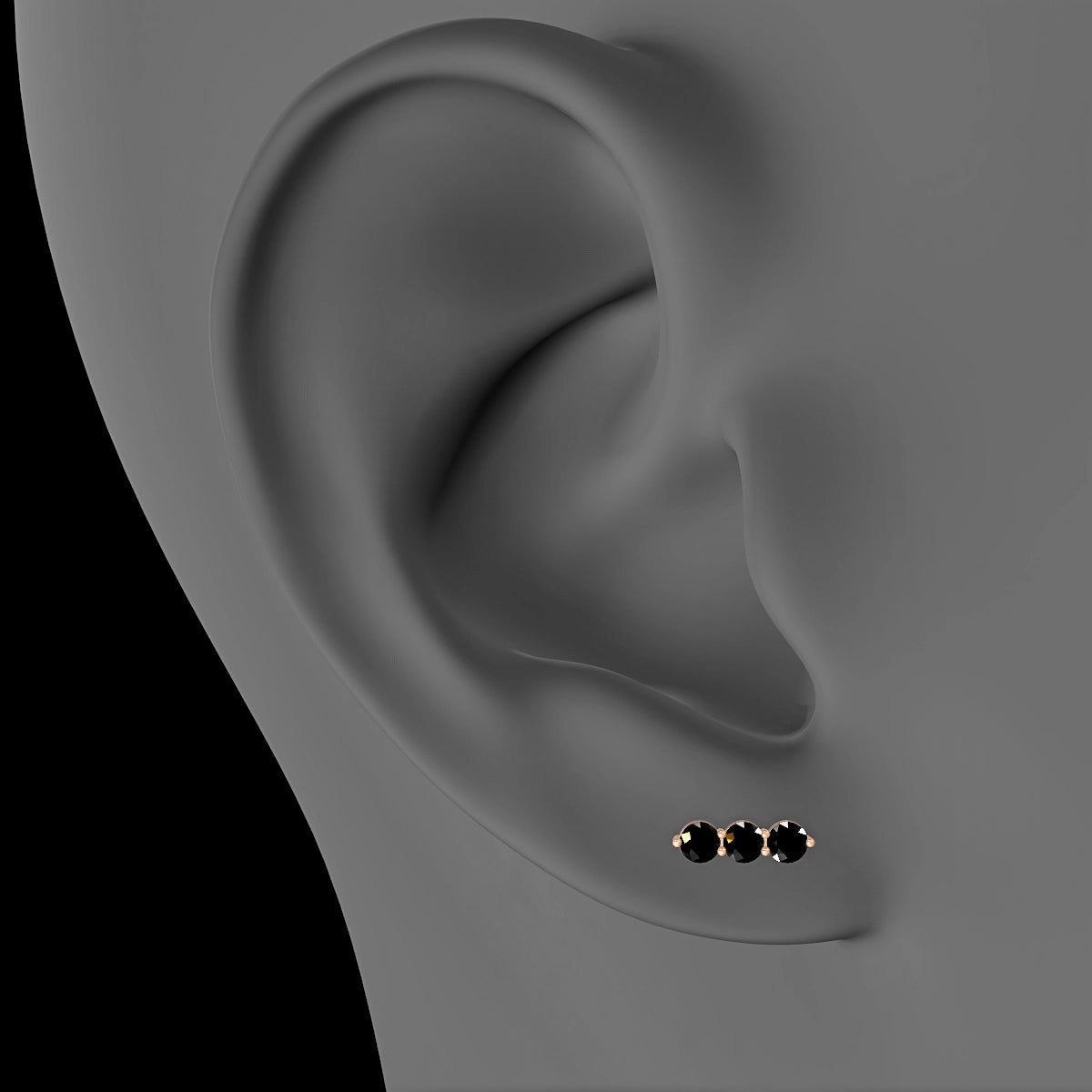 Ma'at | 18k Rose Gold 8 mm 8.5 mm Trilogy Black Diamond Piercing