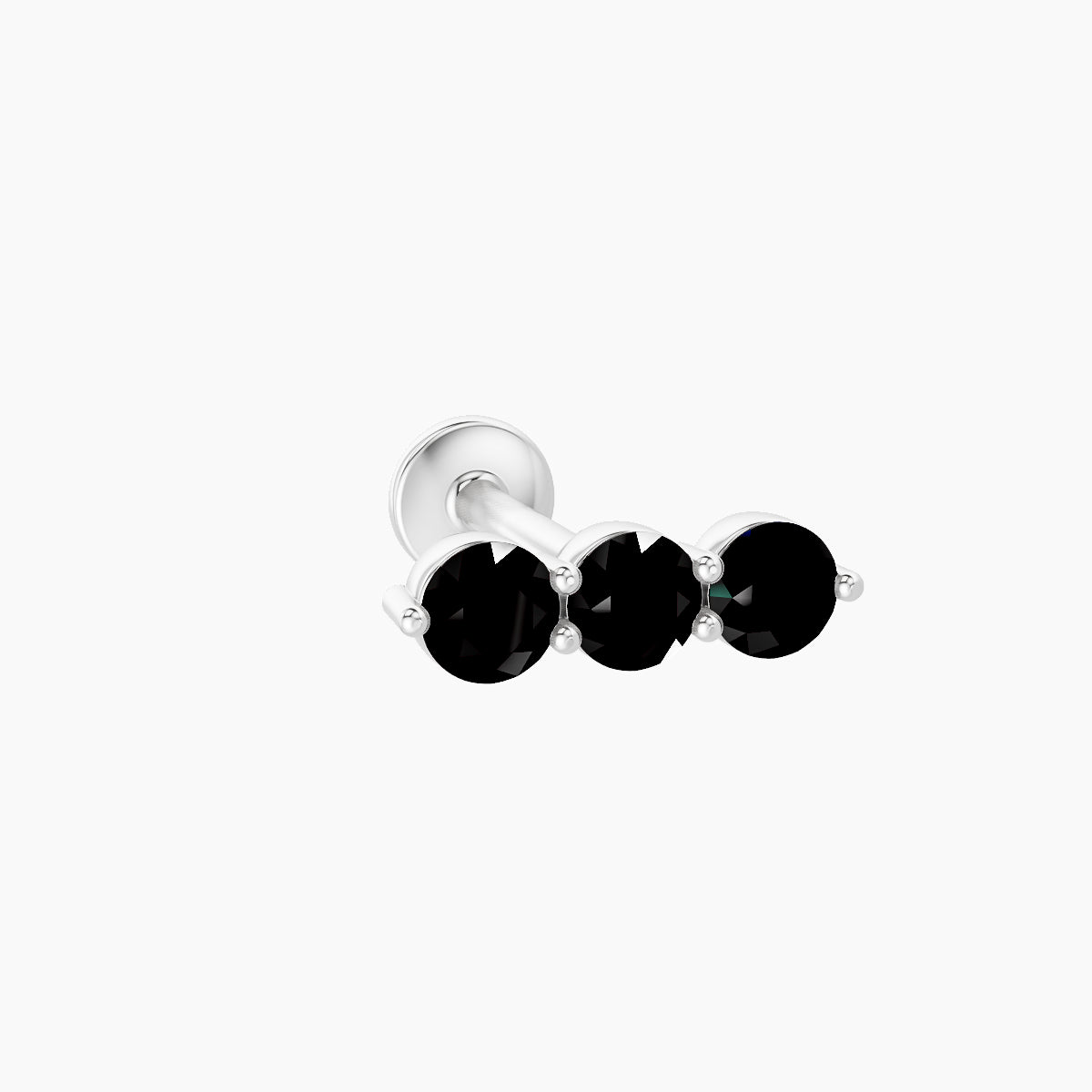Ma'at | 18k White Gold 8 mm 8.5 mm Trilogy Black Diamond Piercing