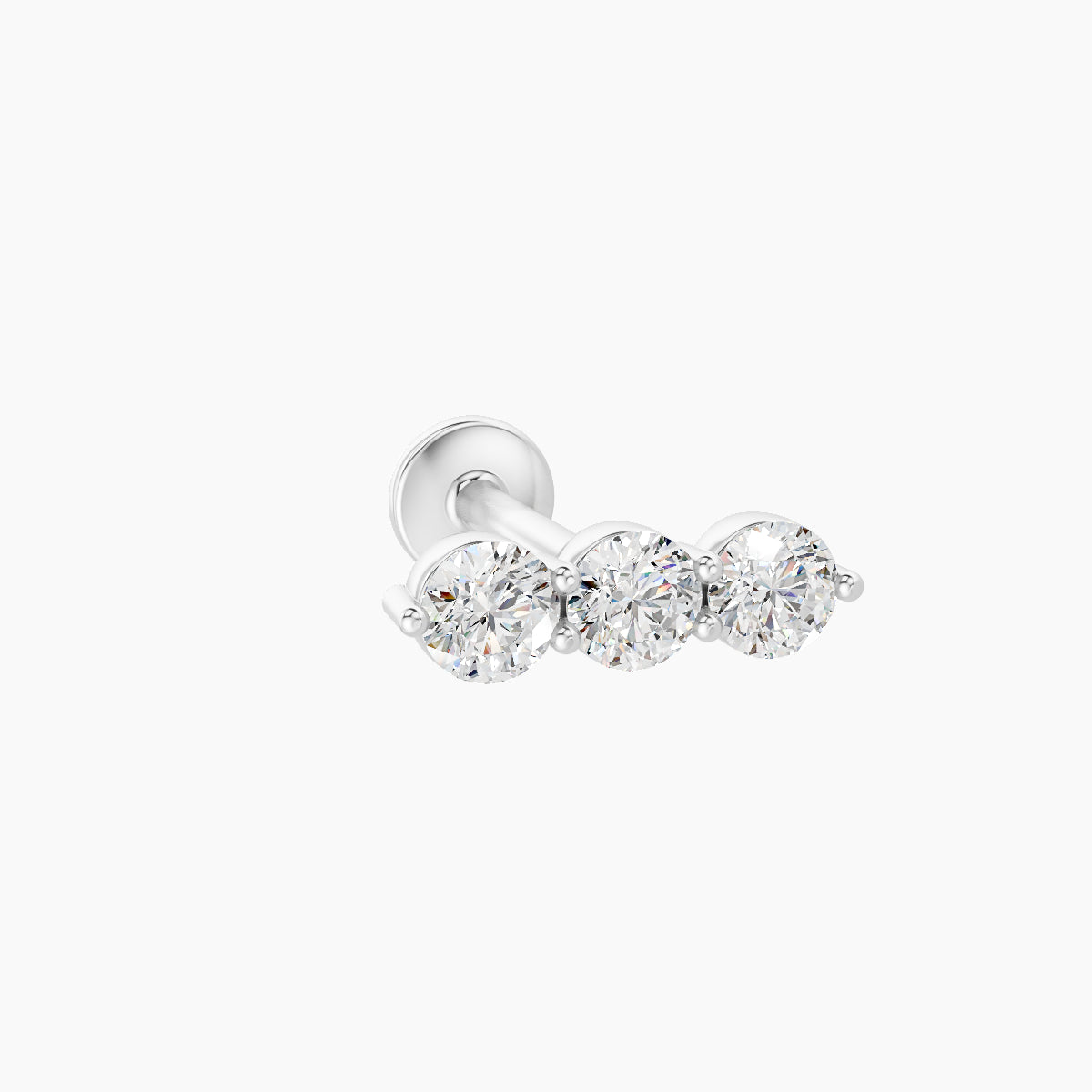 Ma'at | 18k White Gold 8.5 mm 8 mm Trilogy Diamond Piercing