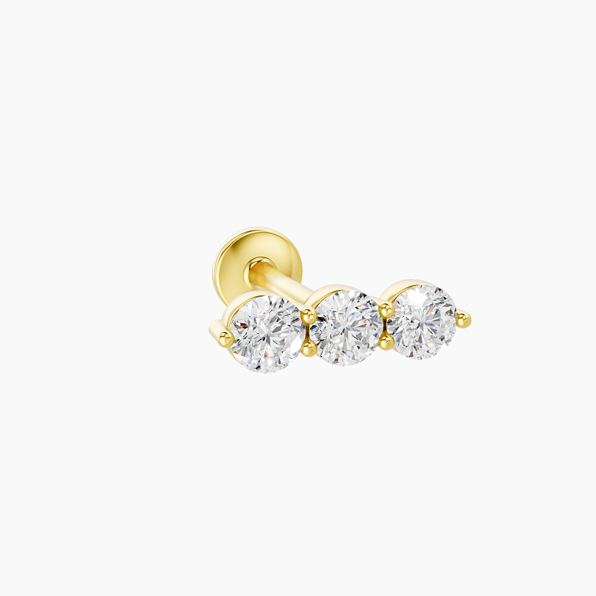 Ma'at | 18k Yellow Gold 8.5 mm 8 mm Trilogy Diamond Piercing