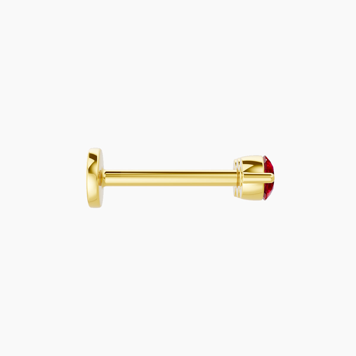Ma'at | 18k Yellow Gold 8 mm 8.5 mm Trilogy Ruby Piercing
