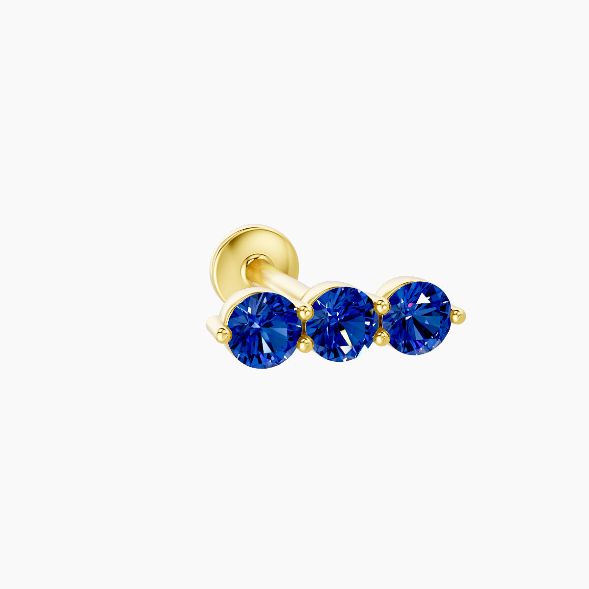 Ma'at | 18k Yellow Gold 8 mm 8.5 mm Trilogy Sapphire Piercing