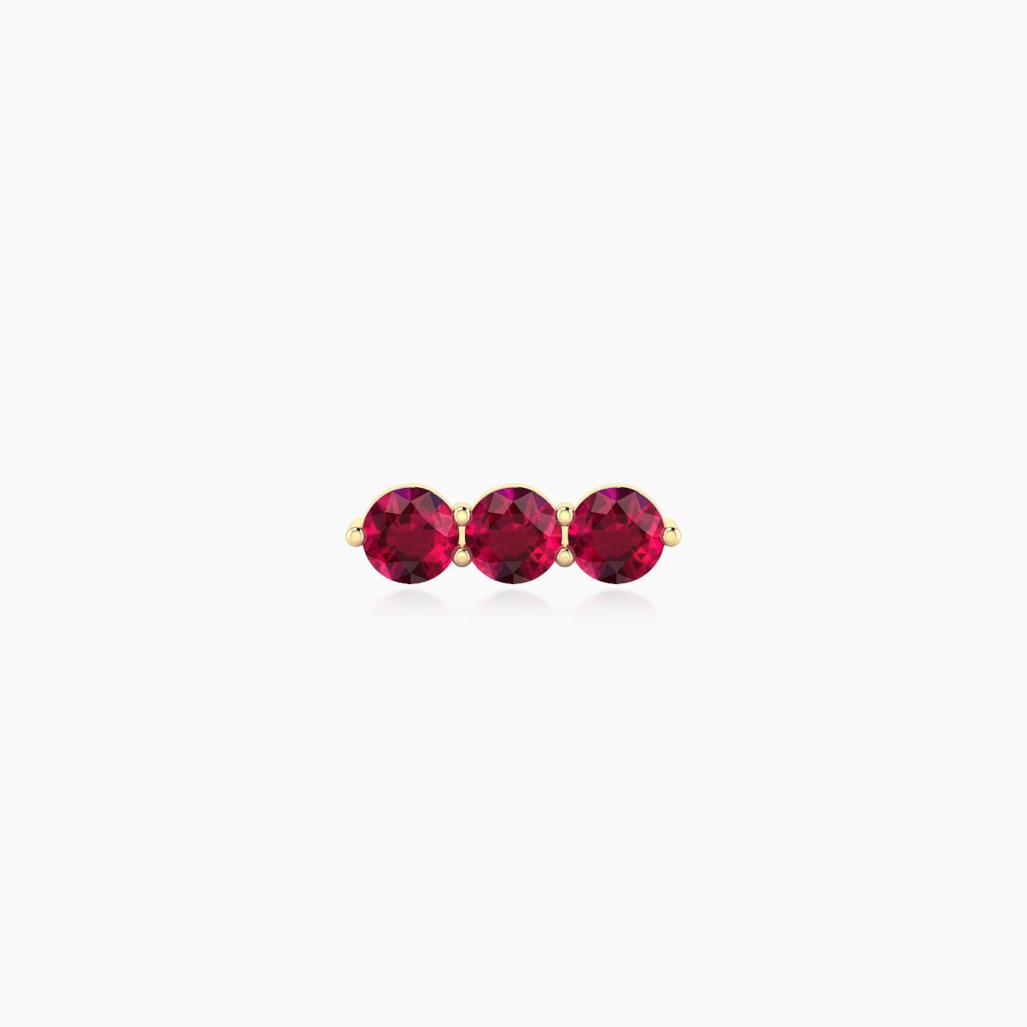 Ma'at | 18k Yellow Gold 8 mm 8.5 mm Trilogy Ruby Piercing