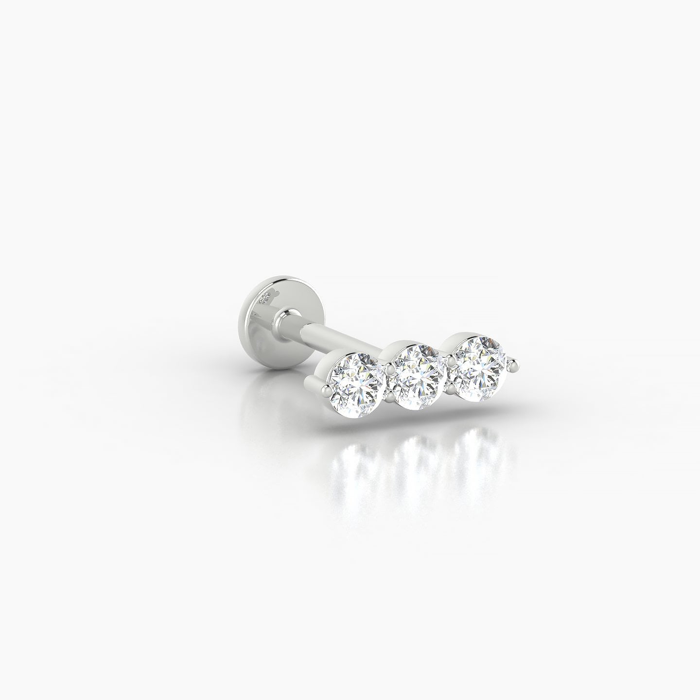 Ma'at | 18k White Gold 8.5 mm 8 mm Trilogy Diamond Piercing