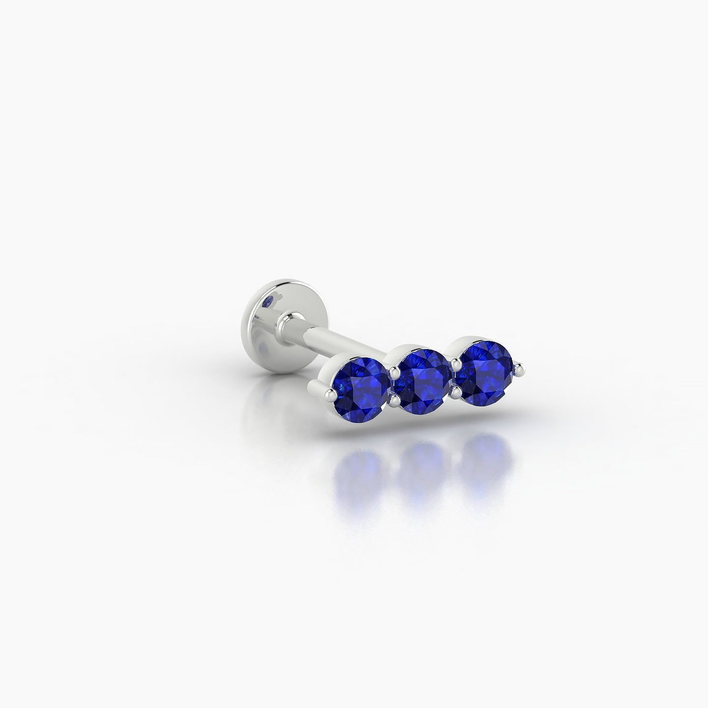 Ma'at | 18k White Gold 8 mm 8.5 mm Trilogy Sapphire Piercing