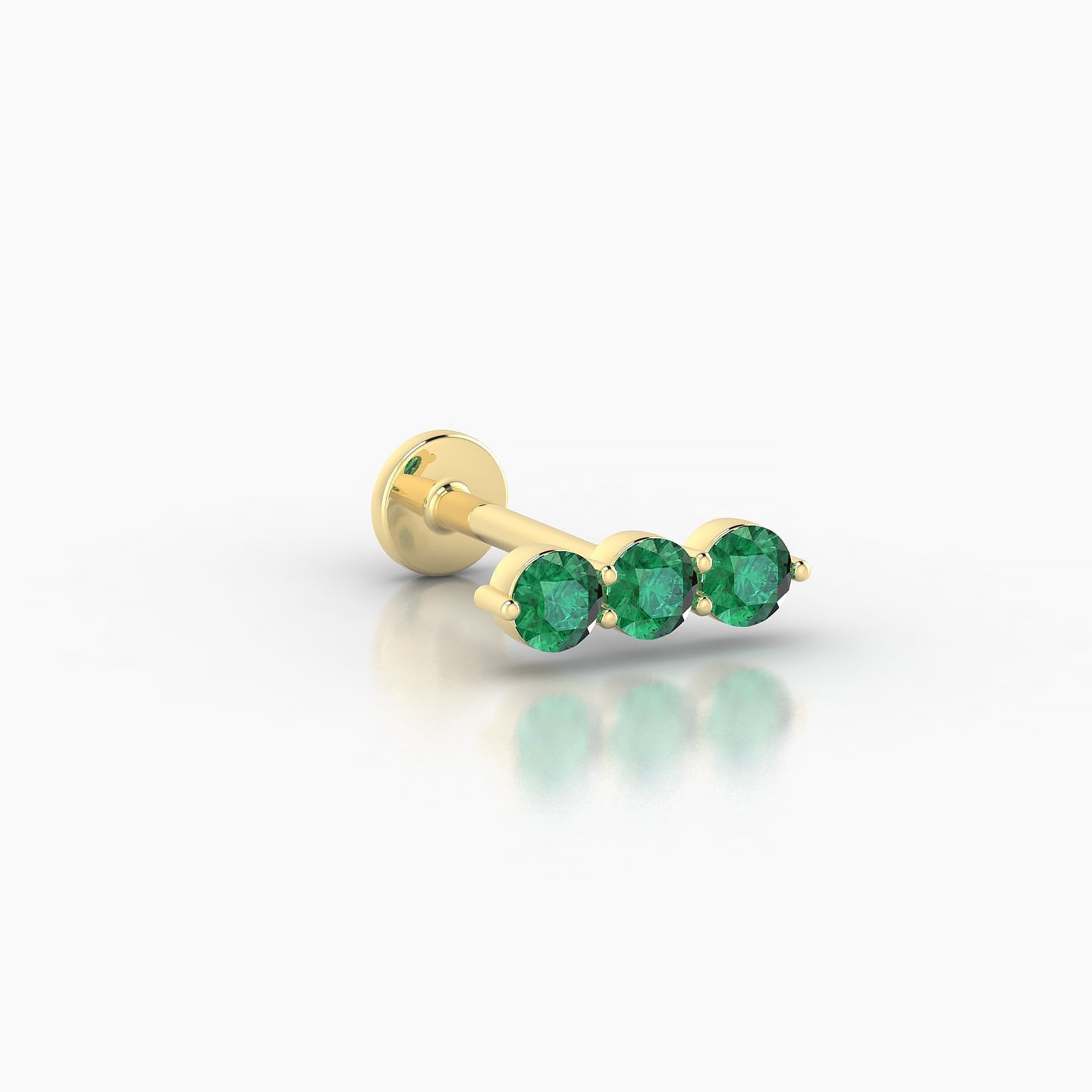 Ma'at | 18k Yellow Gold 8 mm 8.5 mm Trilogy Emerald Piercing