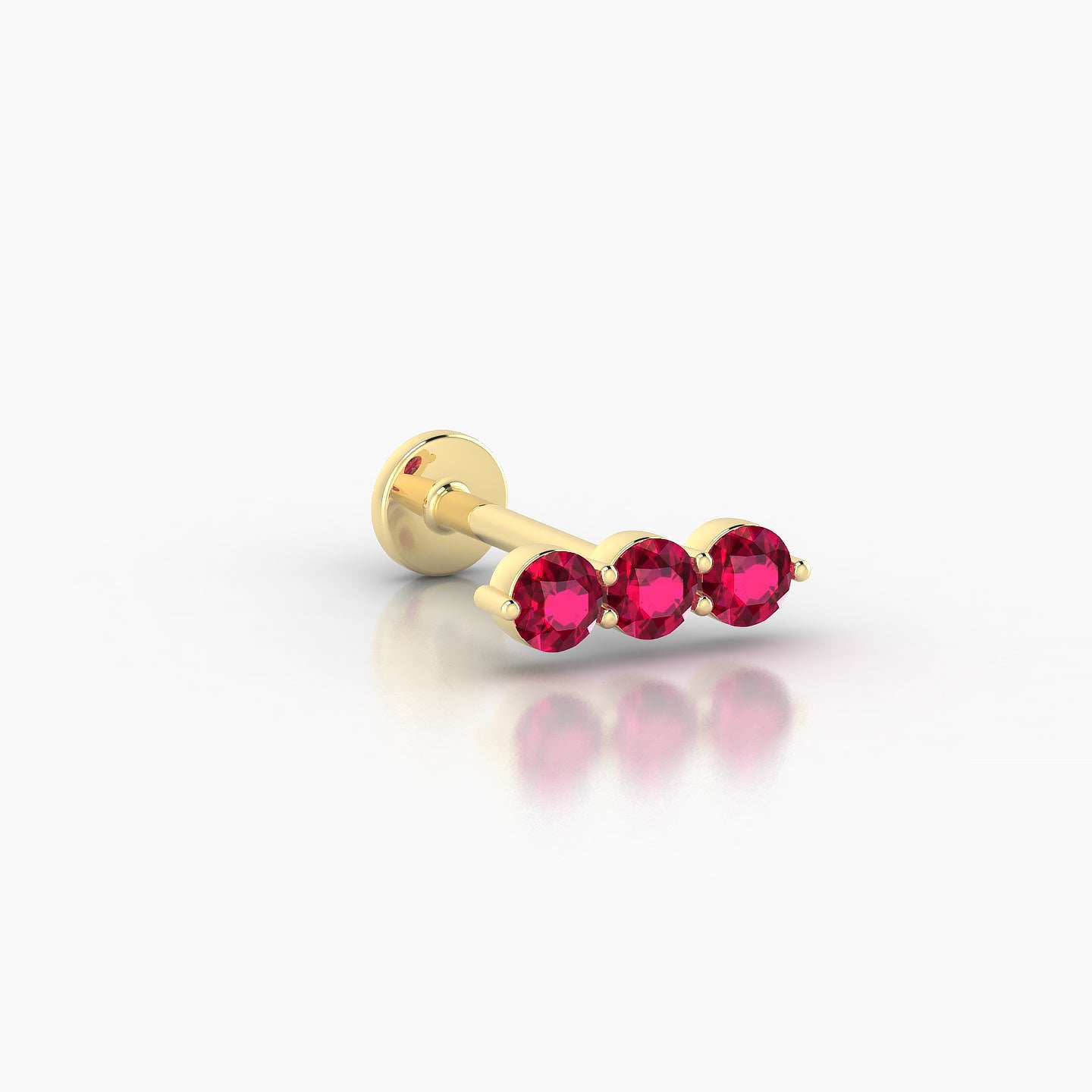 Ma'at | 18k Yellow Gold 8 mm 8.5 mm Trilogy Ruby Piercing
