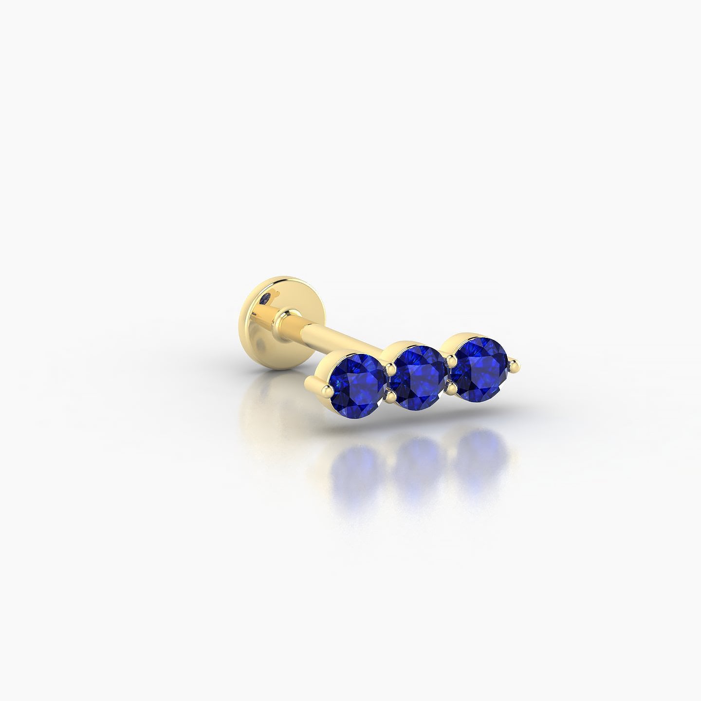 Ma'at | 18k Yellow Gold 8 mm 8.5 mm Trilogy Sapphire Piercing