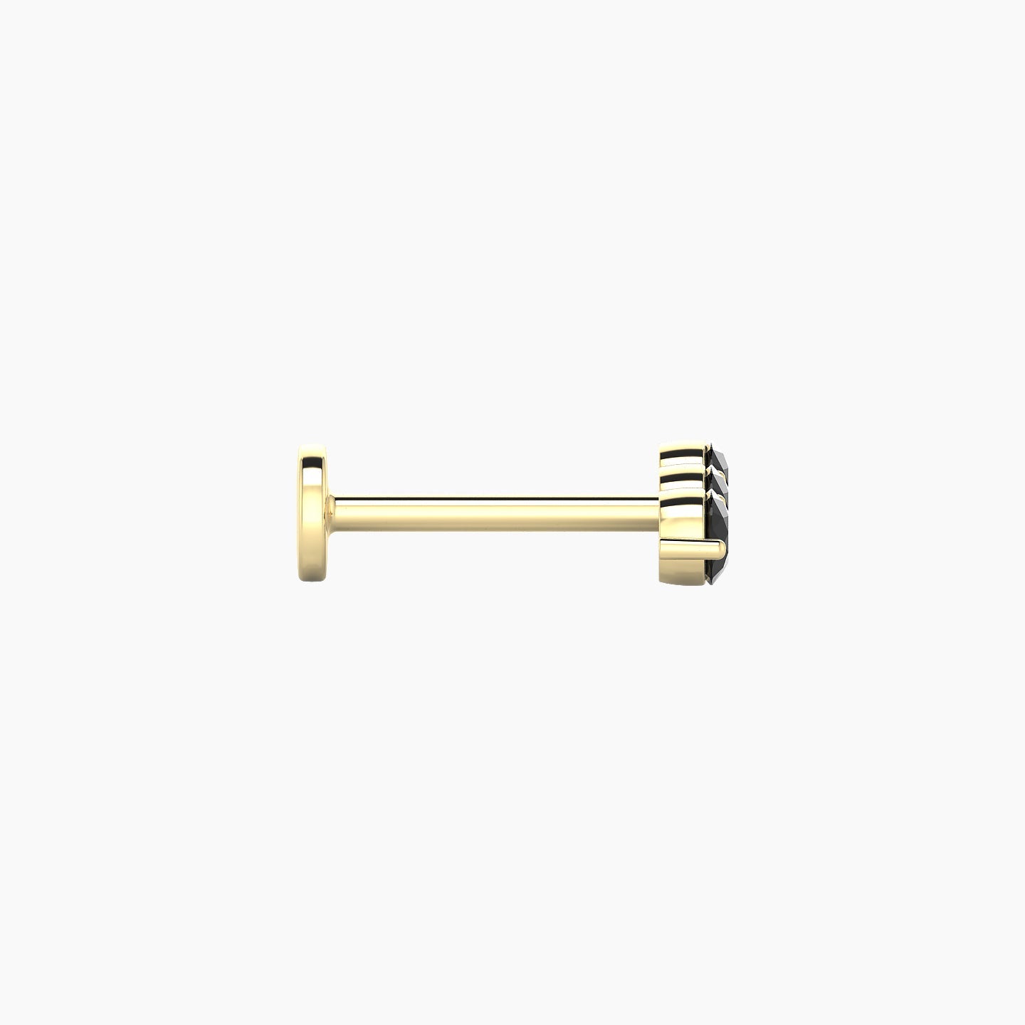 Ma'at | 18k Yellow Gold 8 mm 8.5 mm Trilogy Black Diamond Piercing