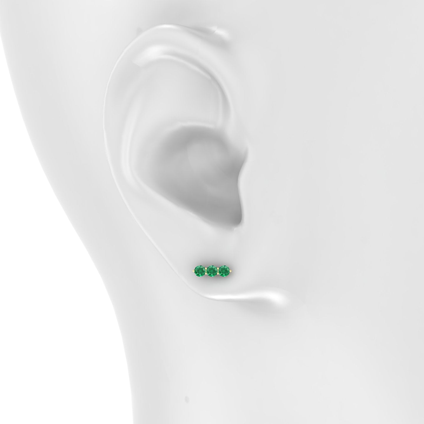 Ma'at | 18k Yellow Gold 8 mm 8.5 mm Trilogy Emerald Piercing