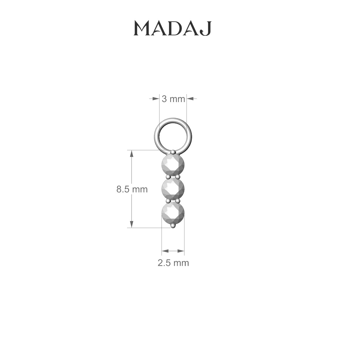 Ma'at | 18k White Gold 8.5 mm Trilogy Diamond Charm