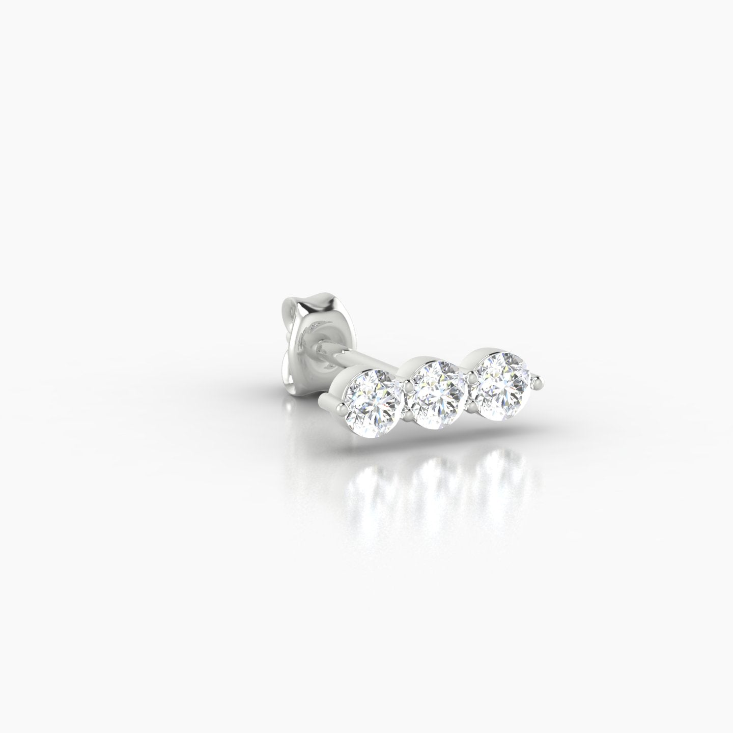 Ma'at | 18k White Gold 8.5 mm Trilogy Diamond Earring