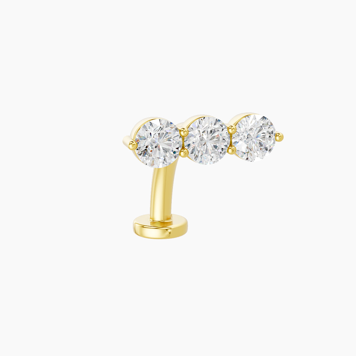 Ma'at | 18k Yellow Gold 10 mm 10 mm Trilogy Diamond Floating Navel Piercing