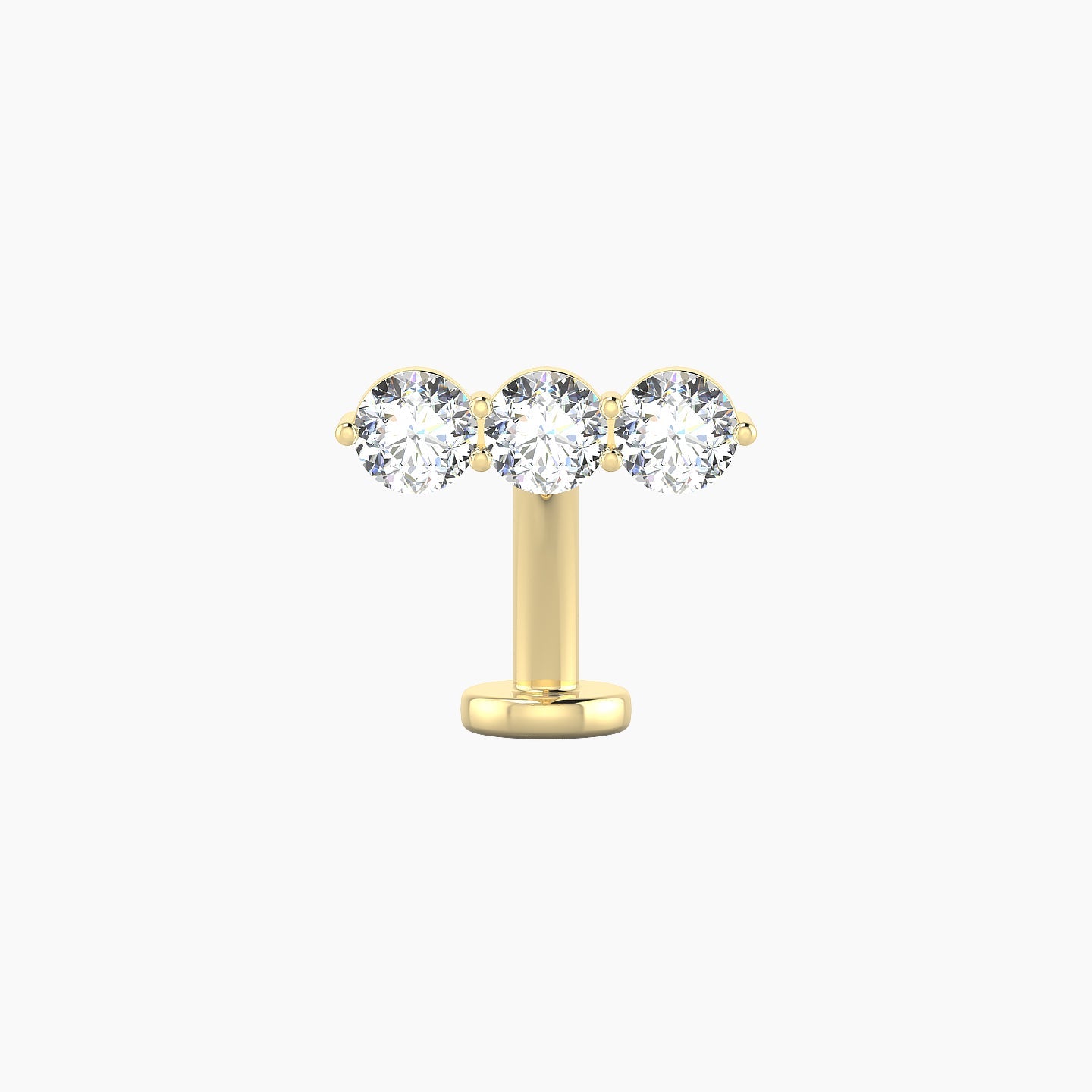 Ma'at | 18k Yellow Gold 10 mm 10 mm Trilogy Diamond Floating Navel Piercing