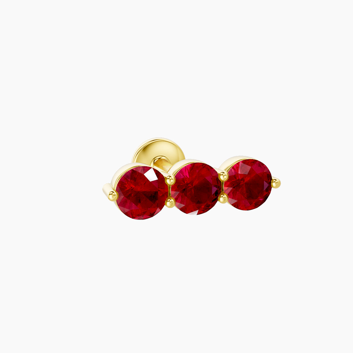 Ma'at | 18k Yellow Gold 5 mm 10 mm Trilogy Ruby Piercing