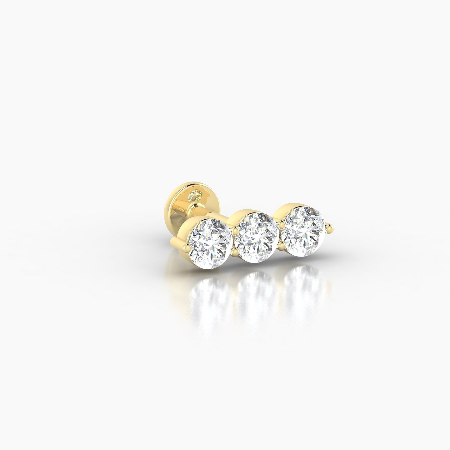 Ma'at | 18k Yellow Gold 10 mm 5 mm Trilogy Diamond Piercing