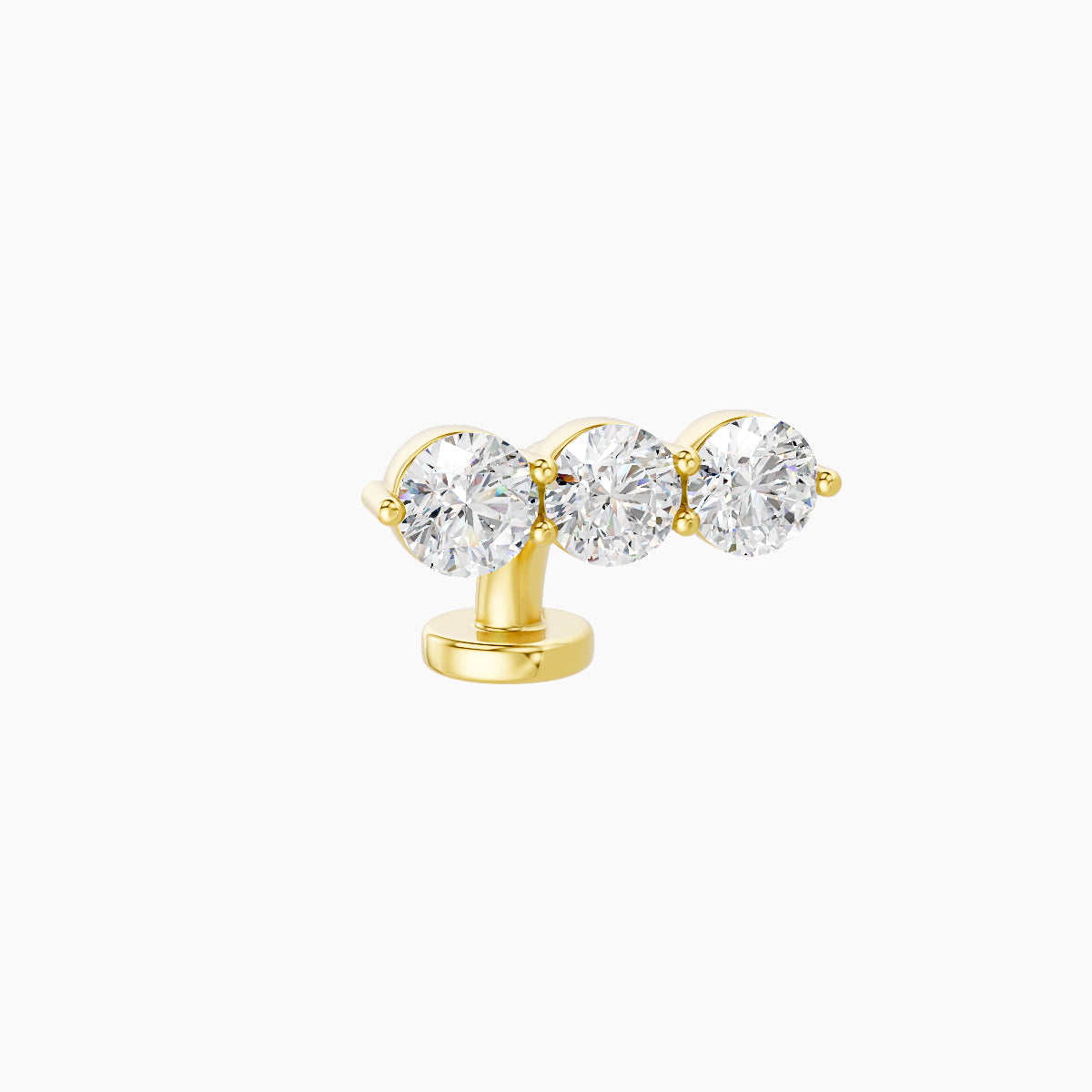 Ma'at | 18k Yellow Gold 10 mm 6 mm Trilogy Diamond Floating Navel Piercing