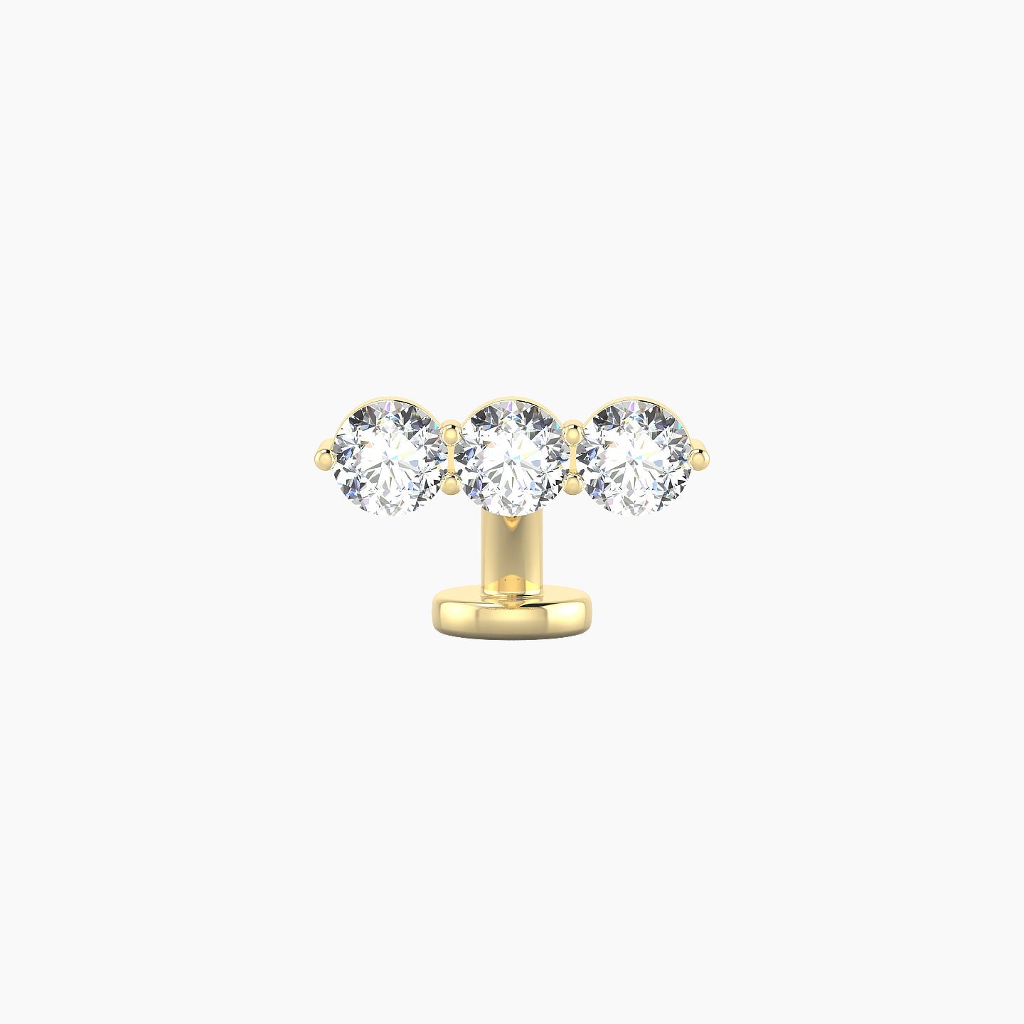 Ma'at | 18k Yellow Gold 10 mm 6 mm Trilogy Diamond Floating Navel Piercing