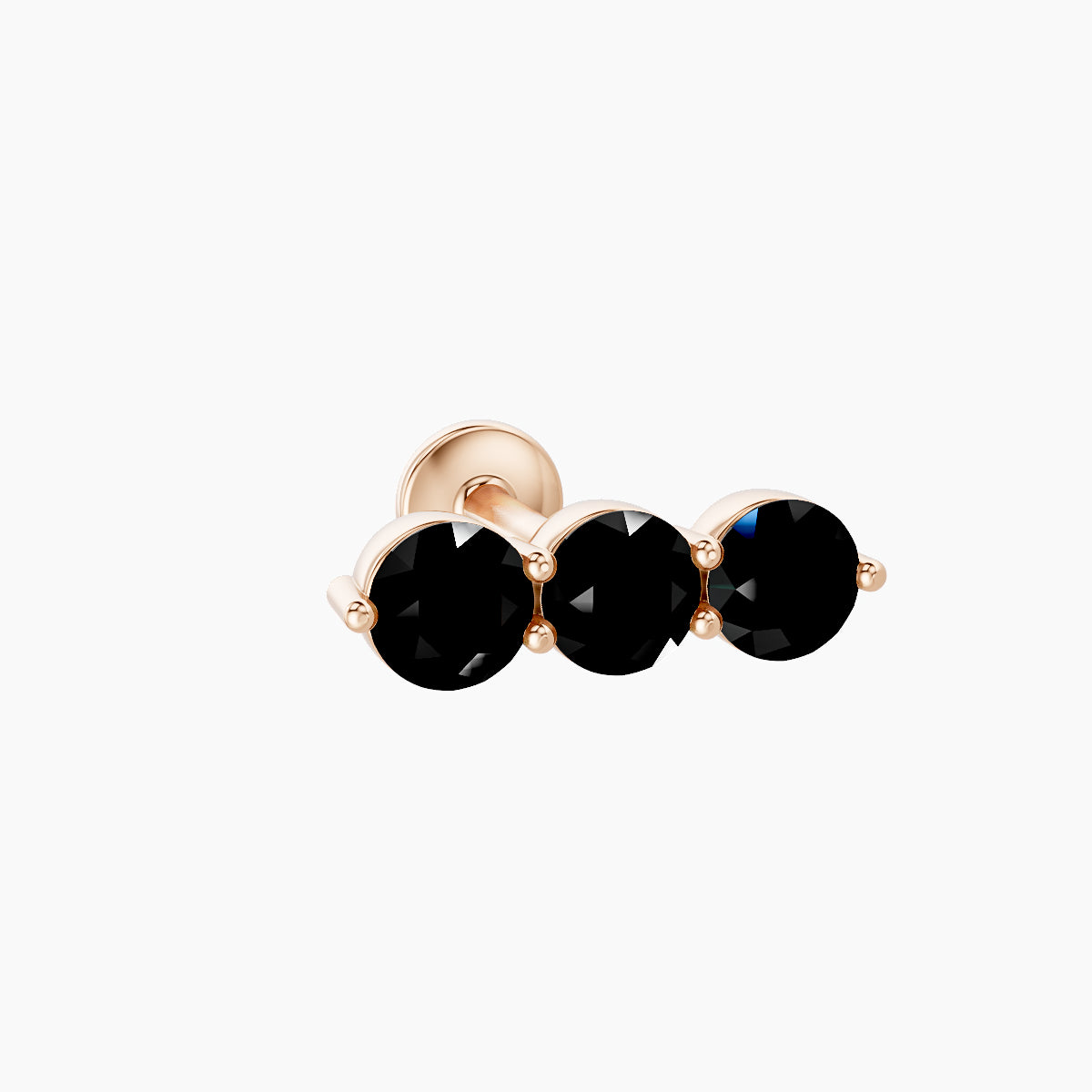 Ma'at | 18k Rose Gold 6.5 mm 10 mm Trilogy Black Diamond Piercing
