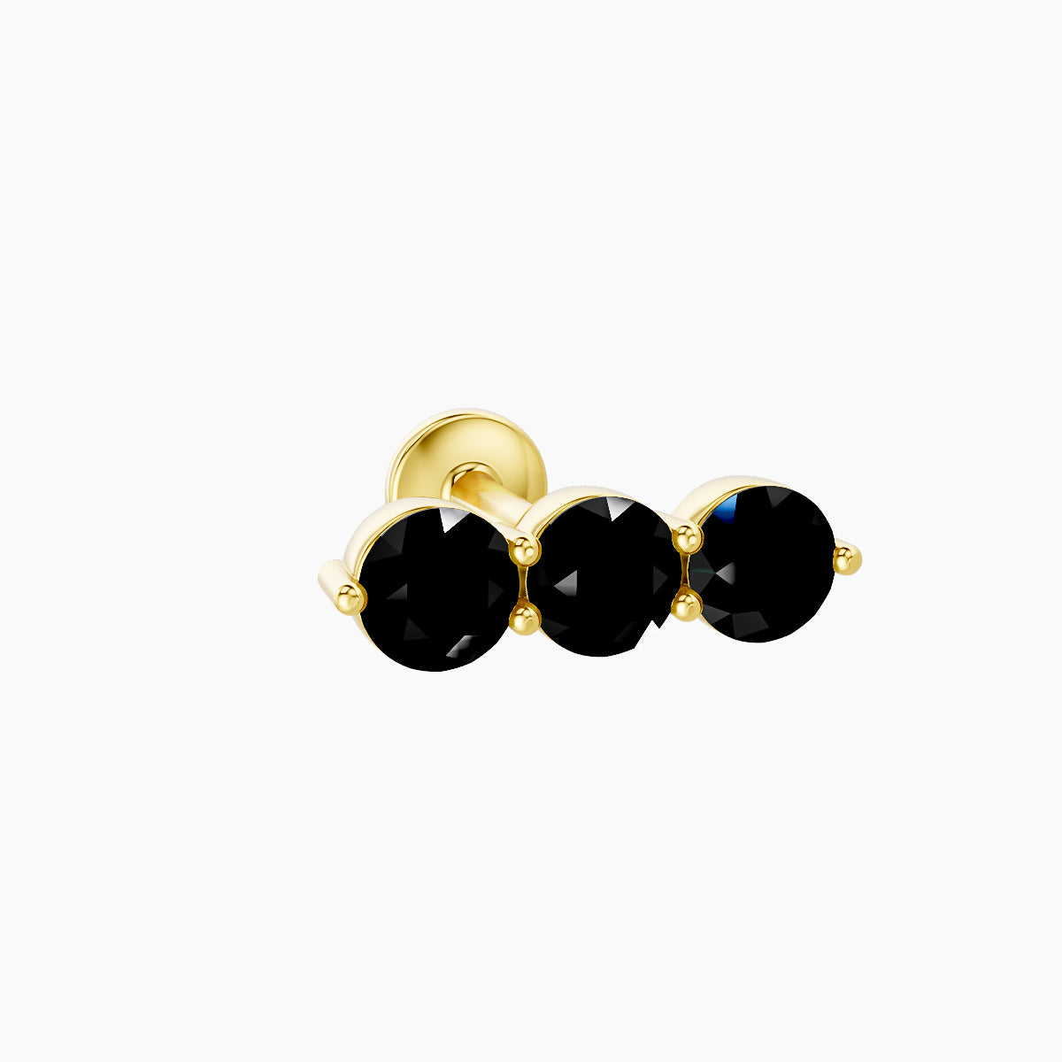 Ma'at | 18k Yellow Gold 6.5 mm 10 mm Trilogy Black Diamond Piercing