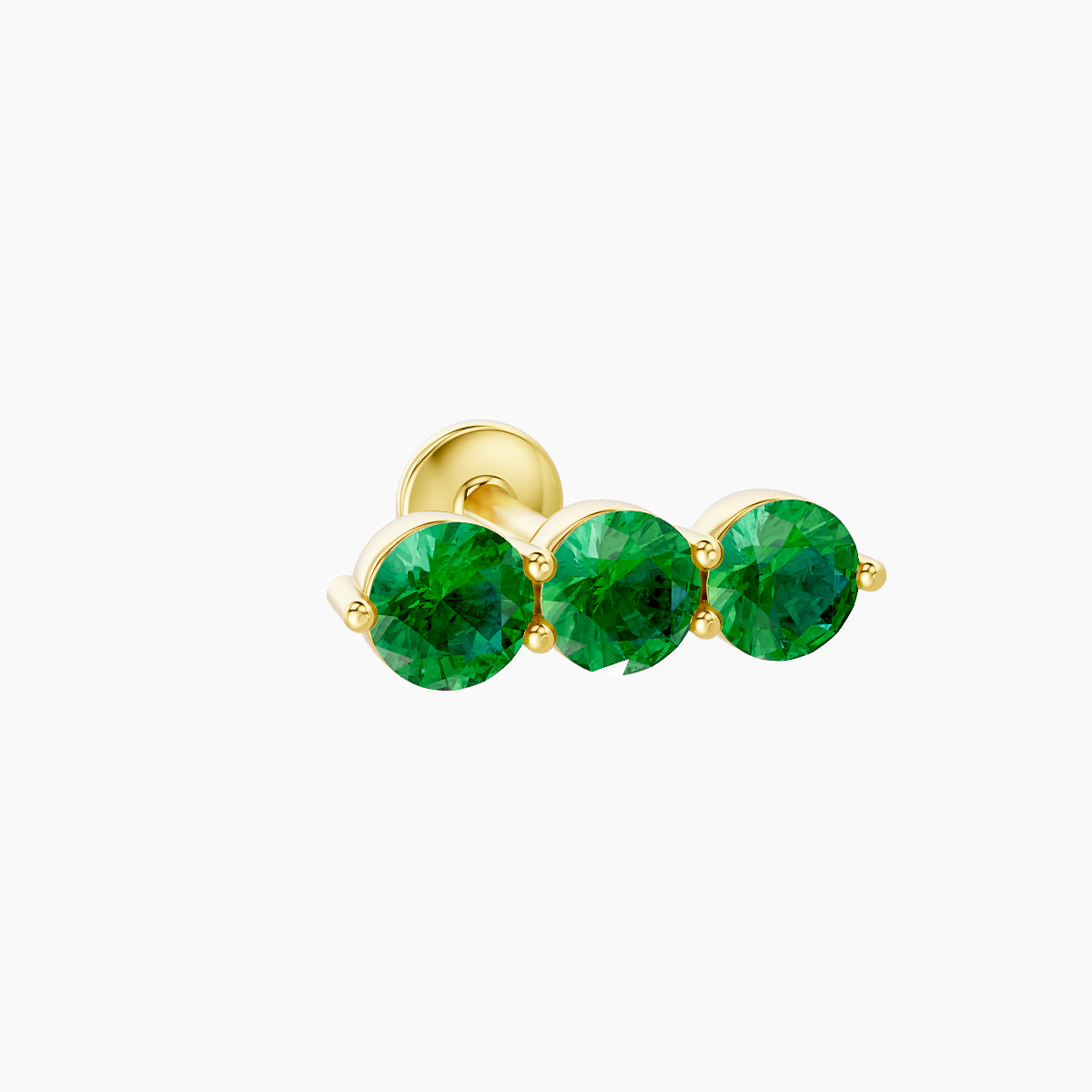 Ma'at | 18k Yellow Gold 6.5 mm 10 mm Trilogy Emerald Piercing