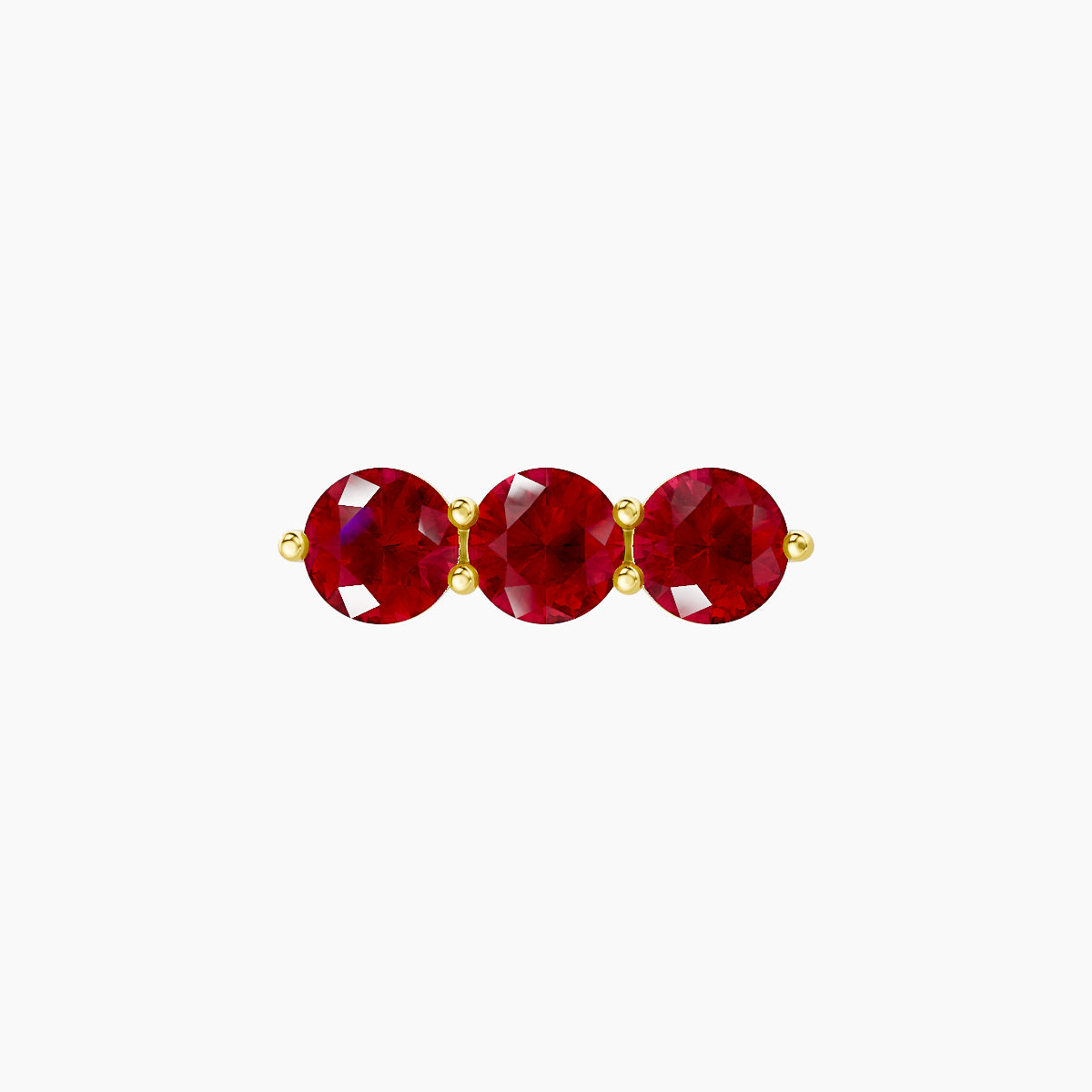 Ma'at | 18k Yellow Gold 6.5 mm 10 mm Trilogy Ruby Piercing