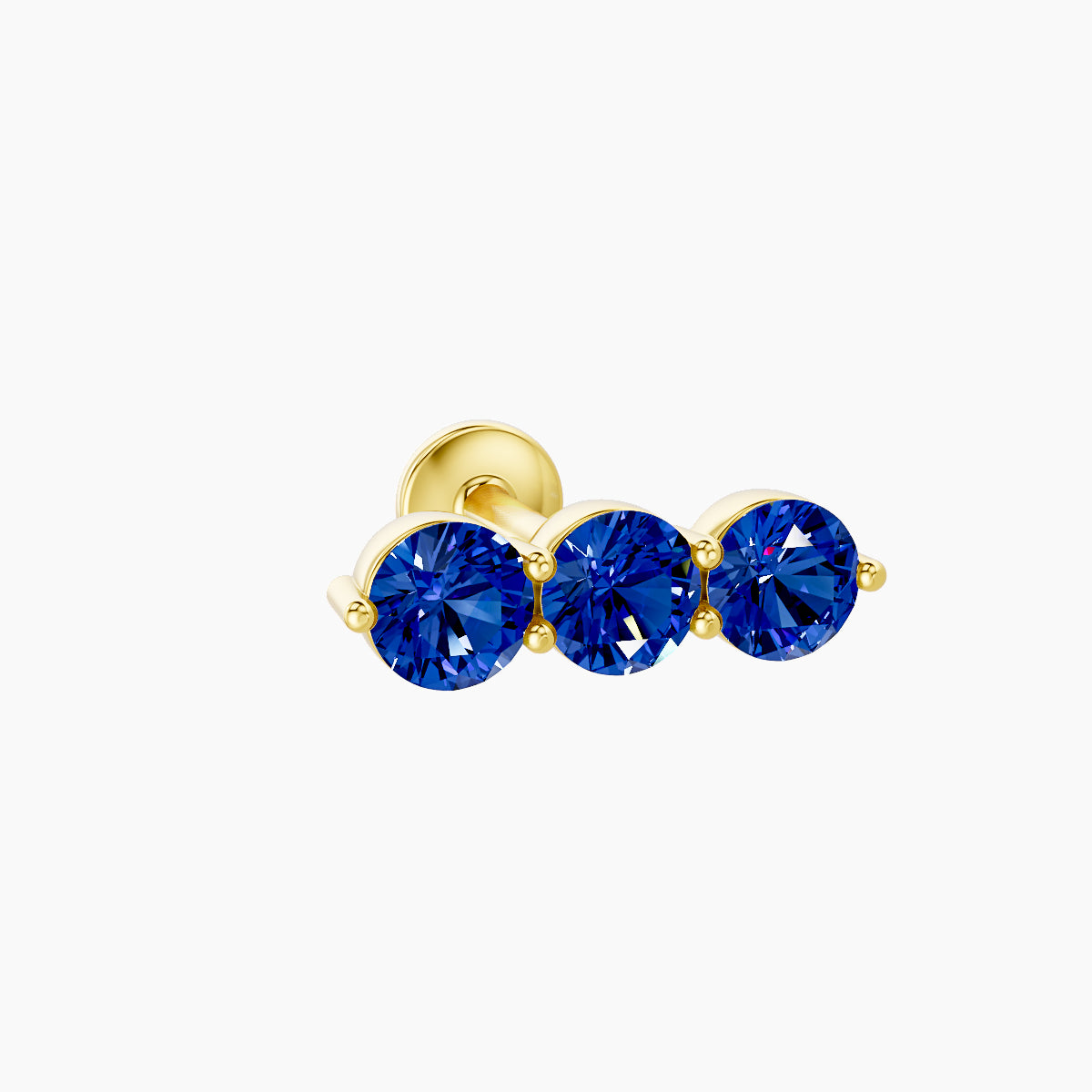 Ma'at | 18k Yellow Gold 6.5 mm 10 mm Trilogy Sapphire Piercing