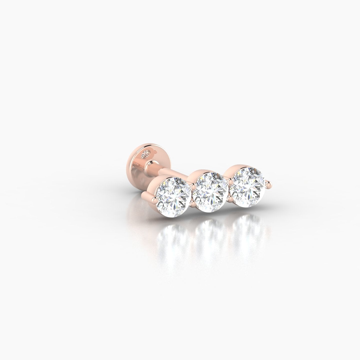 Ma'at | 18k Rose Gold 10 mm 6.5 mm Trilogy Diamond Piercing