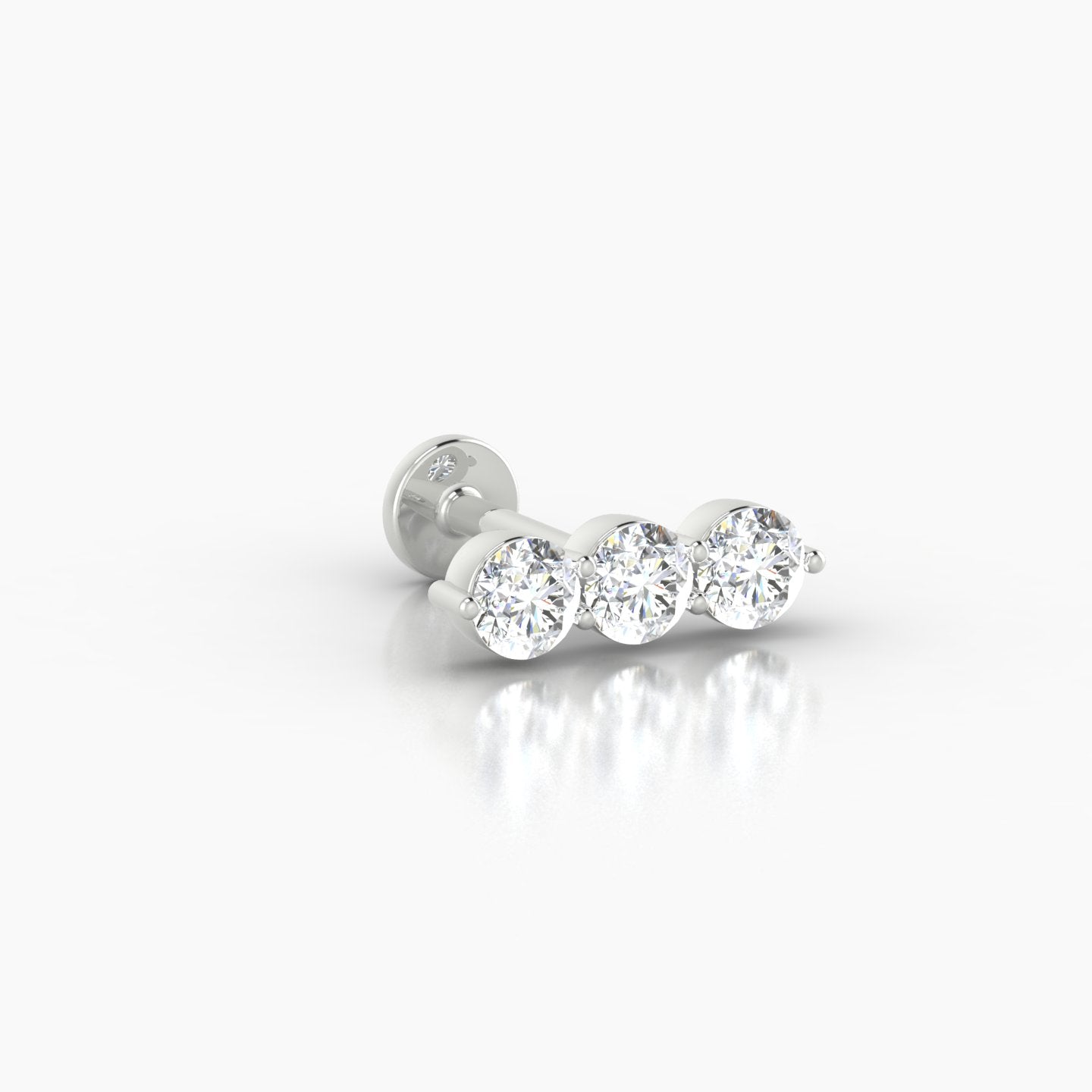 Ma'at | 18k White Gold 10 mm 6.5 mm Trilogy Diamond Piercing