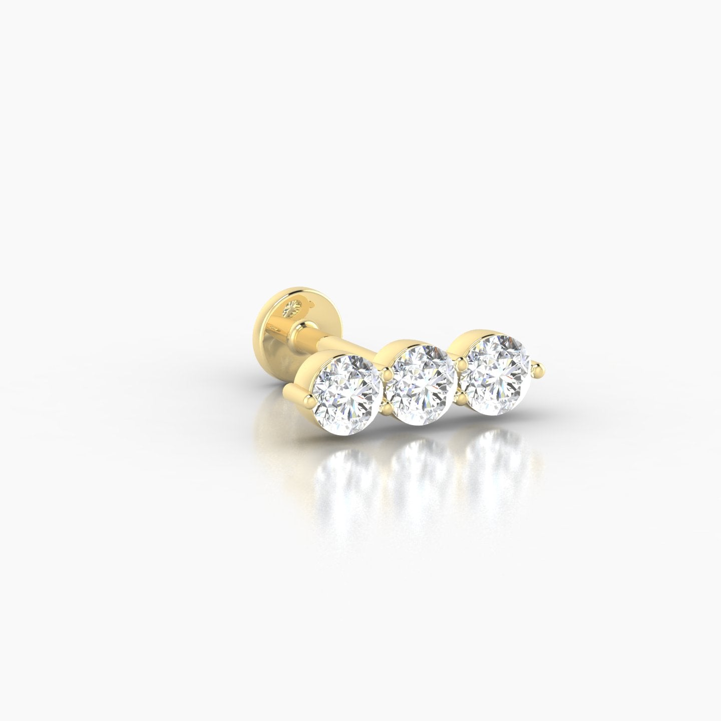 Ma'at | 18k Yellow Gold 10 mm 6.5 mm Trilogy Diamond Piercing