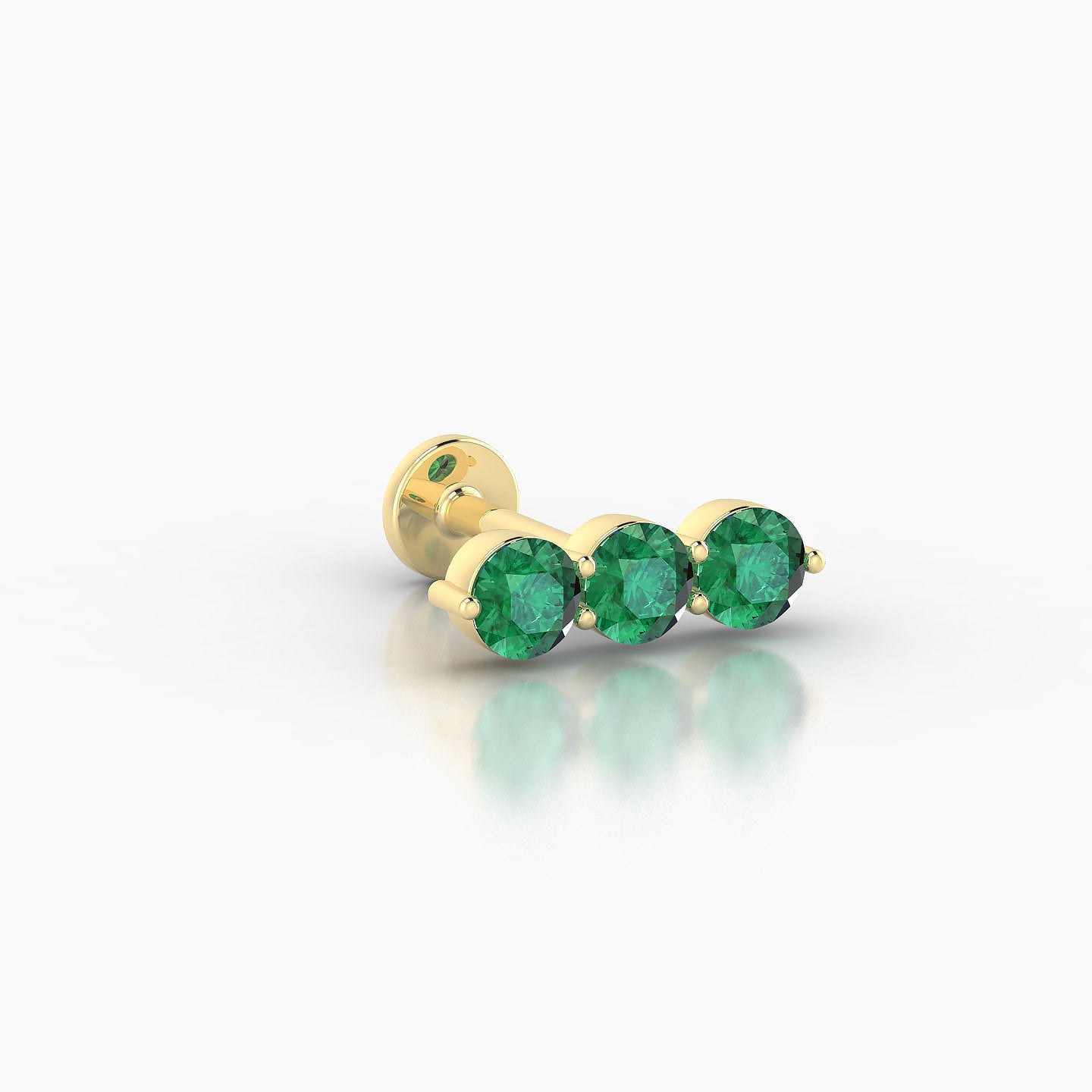 Ma'at | 18k Yellow Gold 6.5 mm 10 mm Trilogy Emerald Piercing
