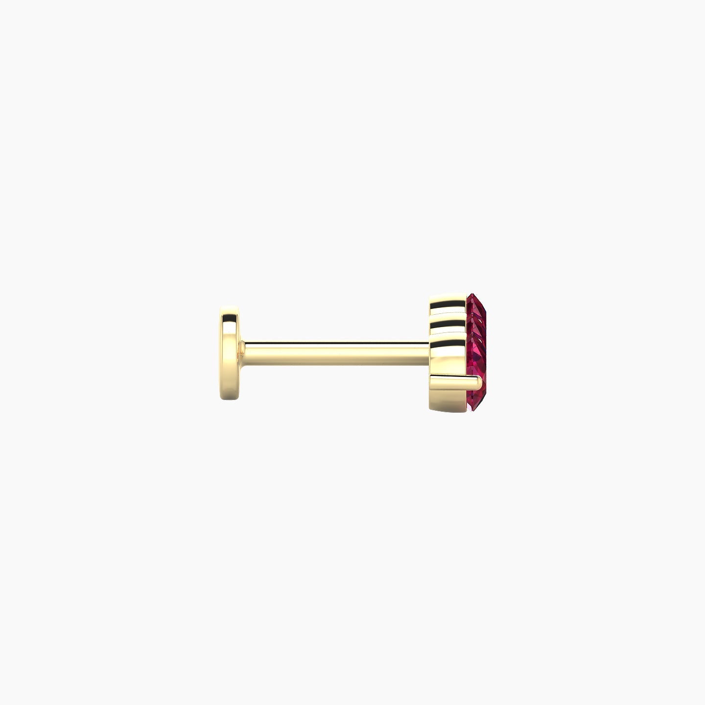 Ma'at | 18k Yellow Gold 6.5 mm 10 mm Trilogy Ruby Piercing