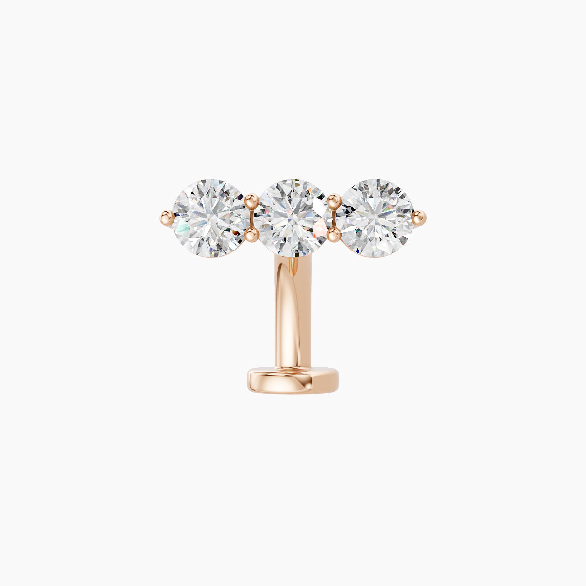 Ma'at | 18k Rose Gold 10 mm 8 mm Trilogy Diamond Floating Navel Piercing