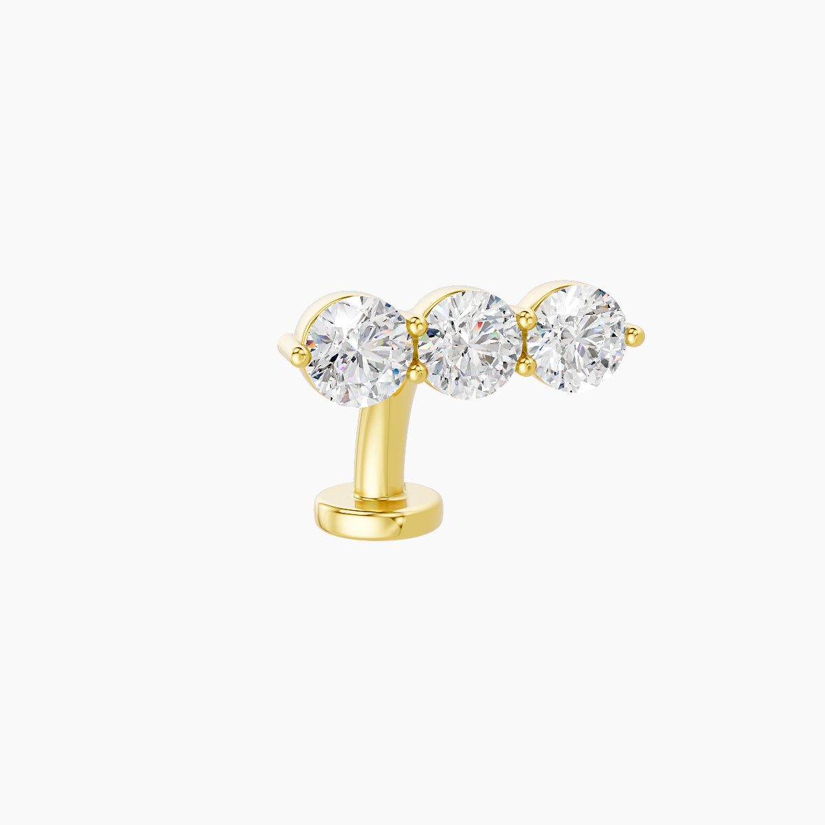 Ma'at | 18k Yellow Gold 10 mm 8 mm Trilogy Diamond Floating Navel Piercing
