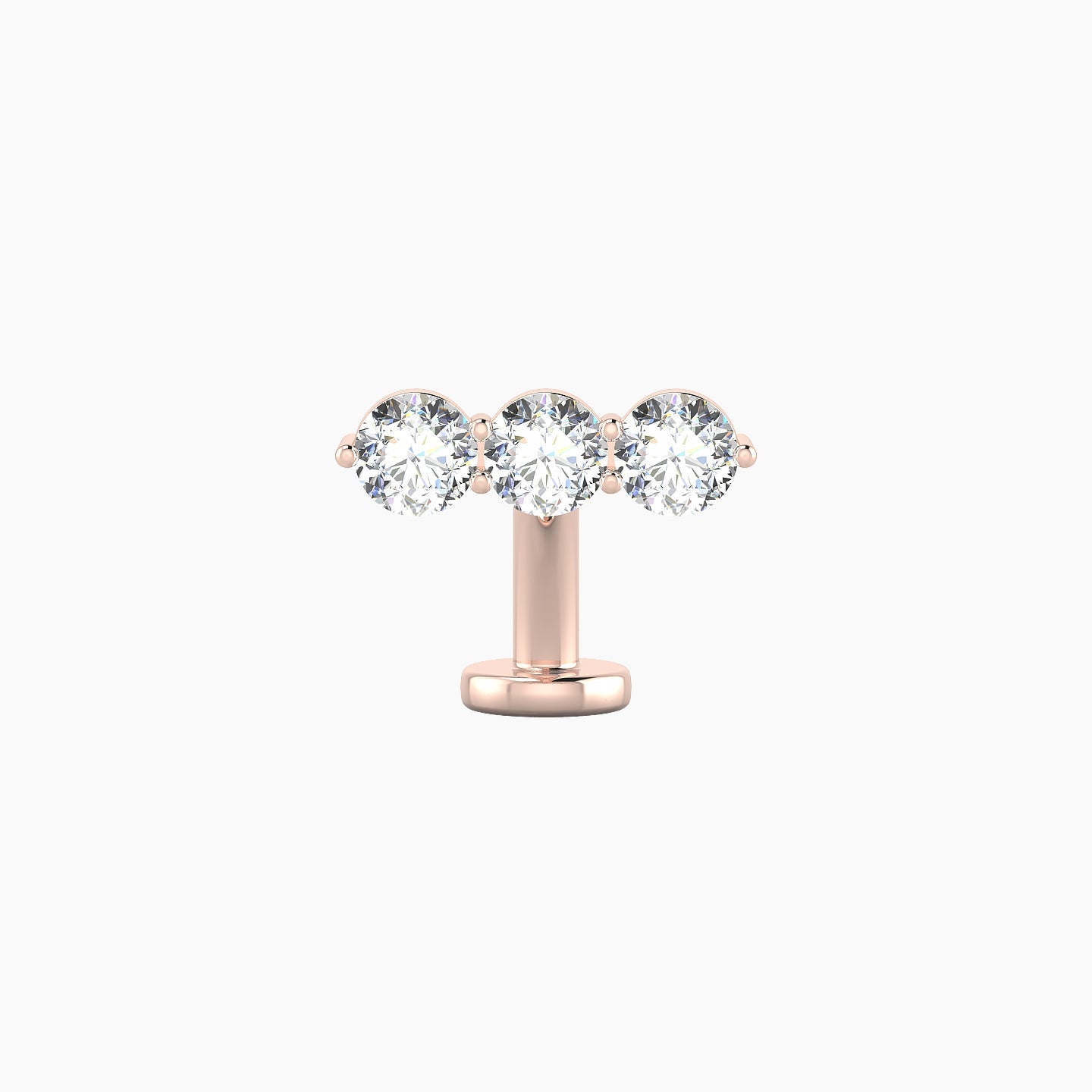 Ma'at | 18k Rose Gold 10 mm 8 mm Trilogy Diamond Floating Navel Piercing